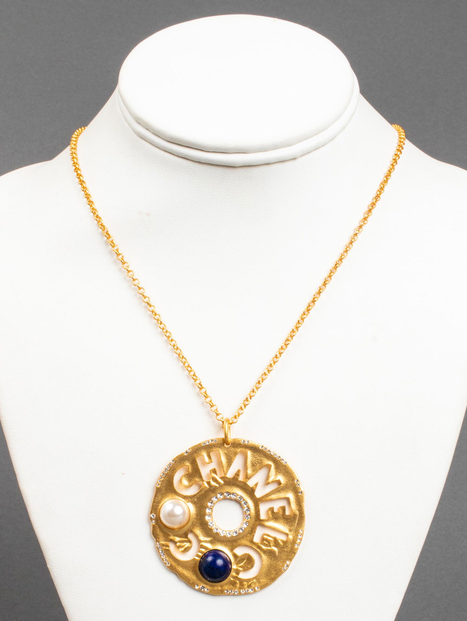 Chanel Gold Tone And Faux Gemstone Necklace (1 of 5)