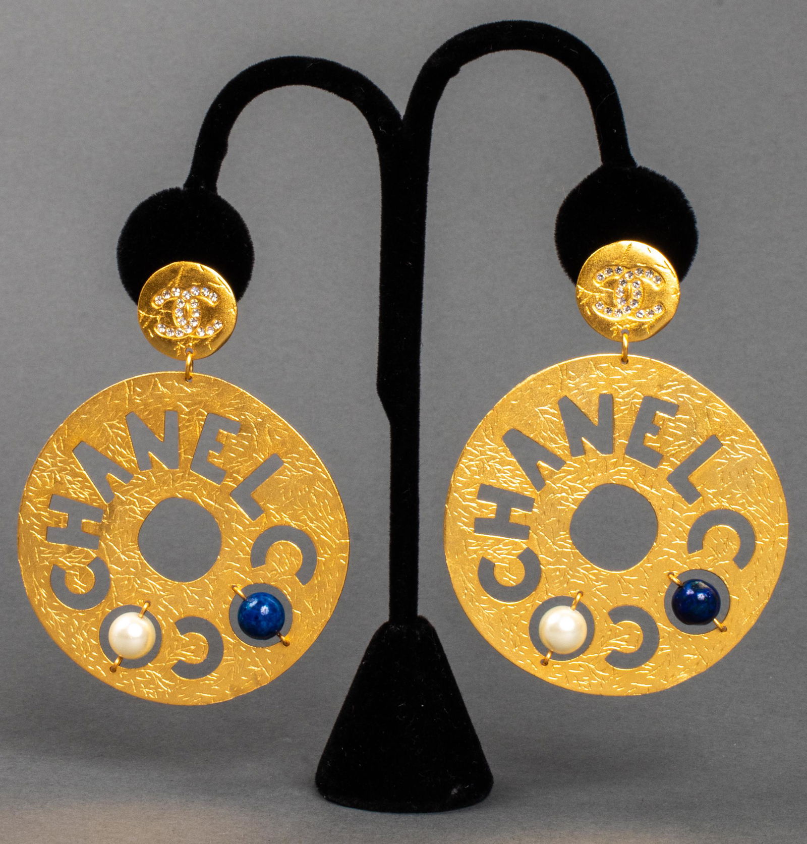 Chanel Gold Tone And Faux Gemstone Earrings (1 of 4)