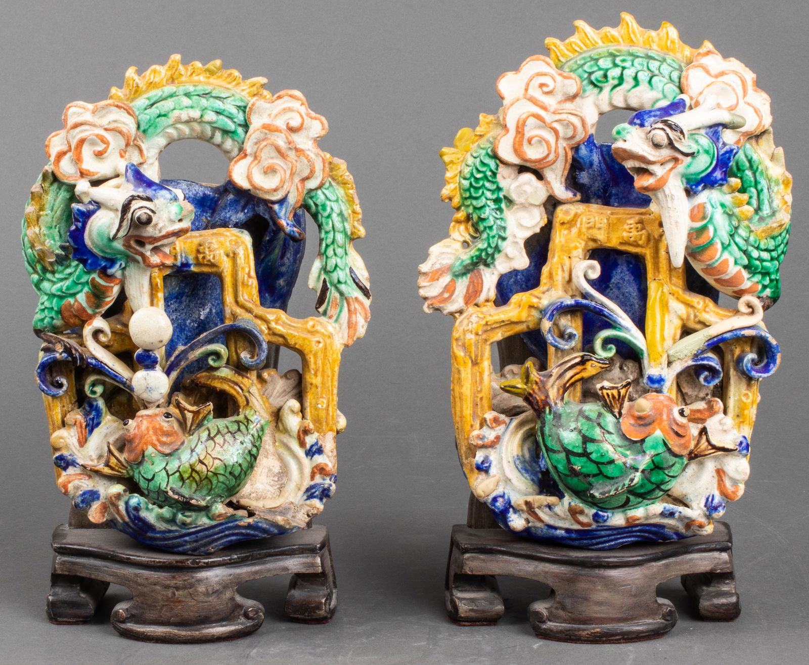 Chinese "Dragon & Fish" Glazed Ceramic Roof Tiles (1 of 15)