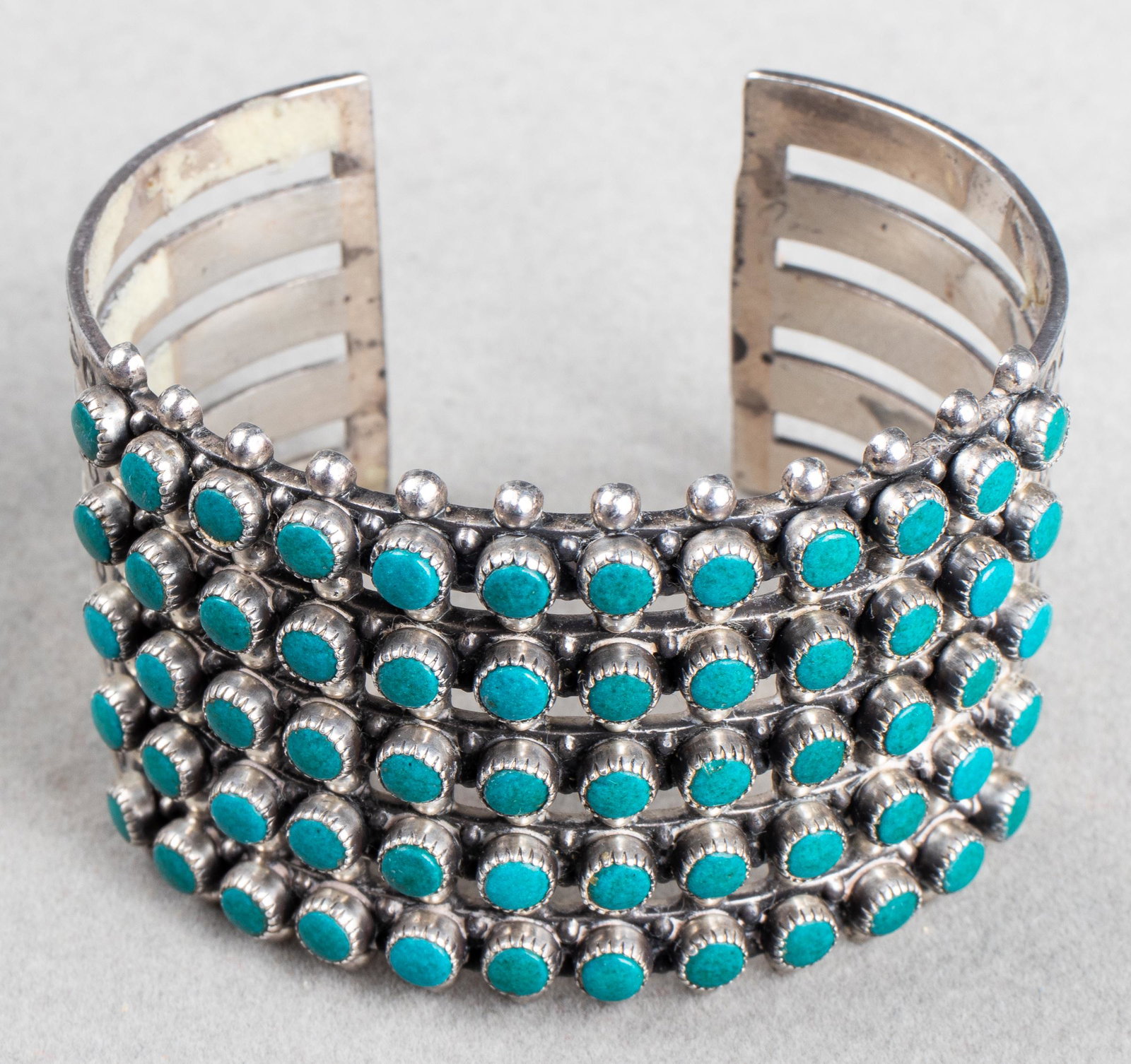 Navajo Silver Wide Turquoise Cuff Bangle Bracelet (1 of 5)