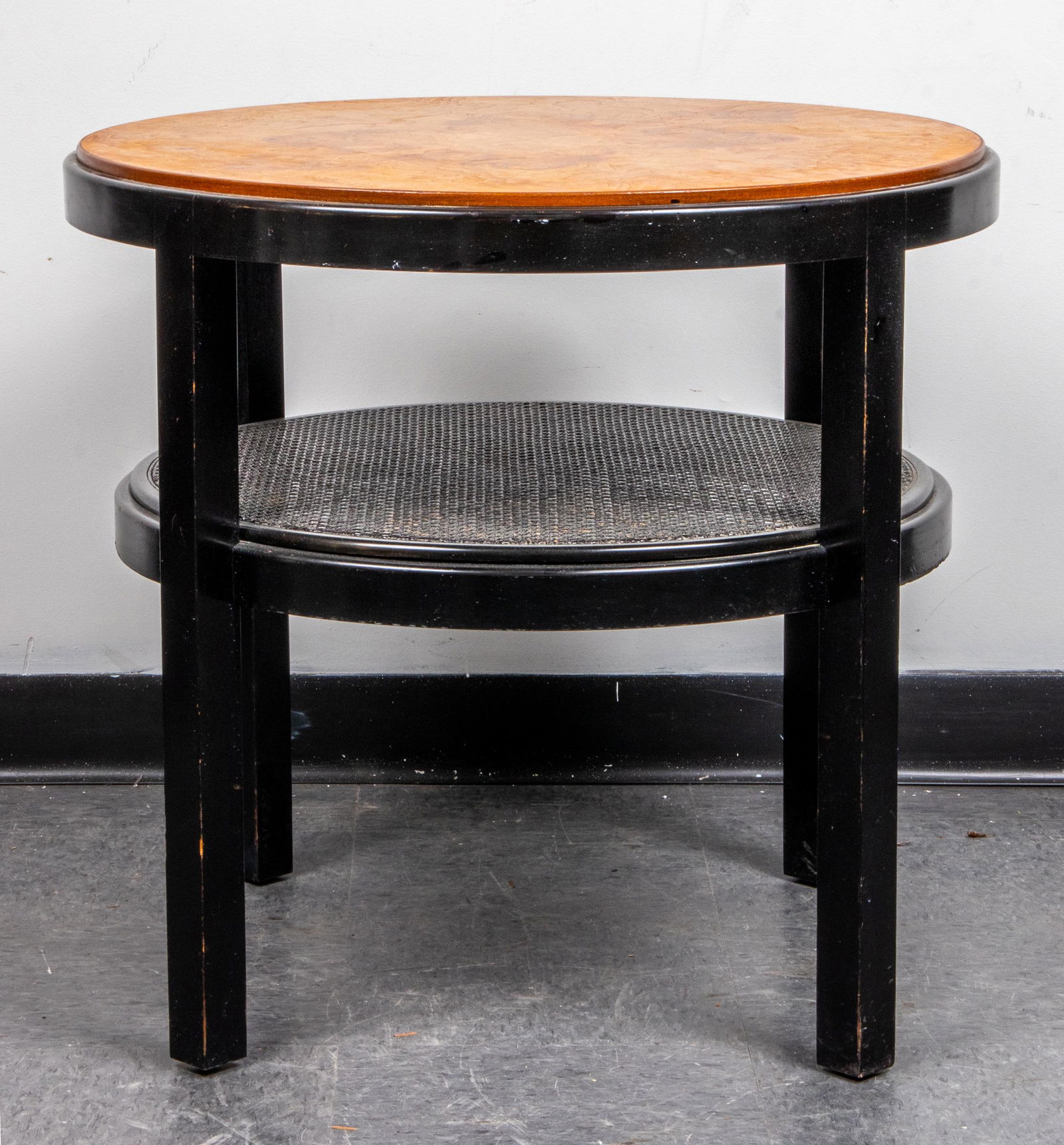 Dunbar Style Burlwood Laminate & Cane End Table (1 of 7)