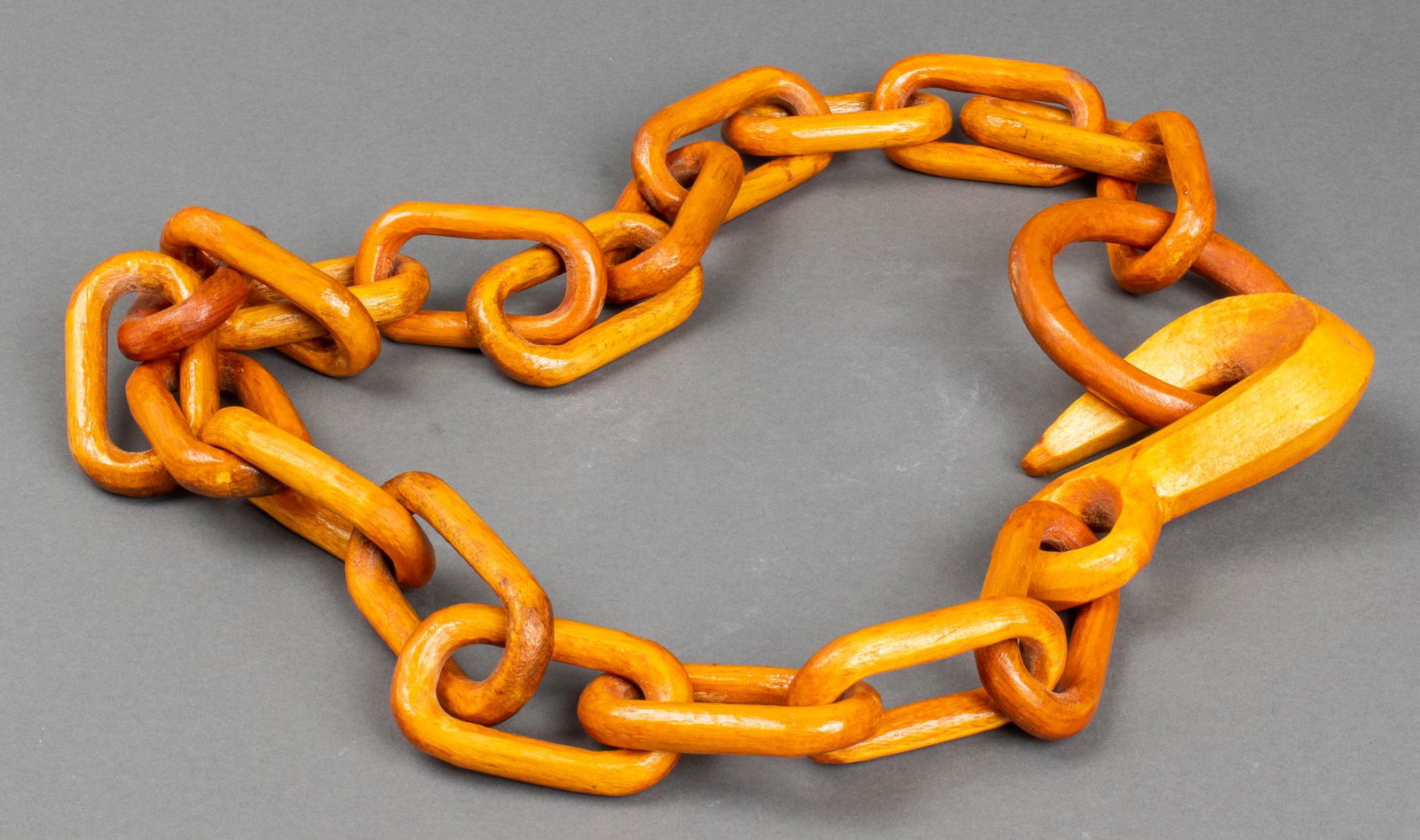 Unusual French Carved Wood Chain Link Necklace (1 of 5)
