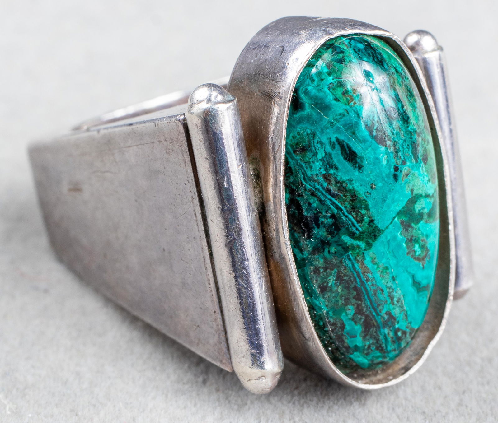 Taxco Mexican Silver Oval Azurmalachite Ring (1 of 9)
