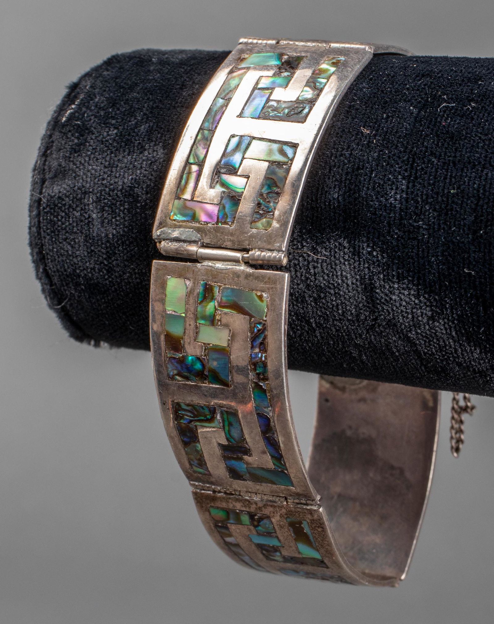 Catalan Taxco Silver Abalone Shell Inlay Bracelet (1 of 4)