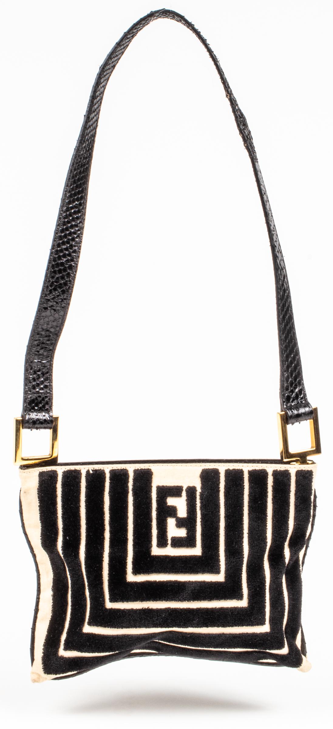 Fendi Canvas & Velvet Shoulder Bag (1 of 8)