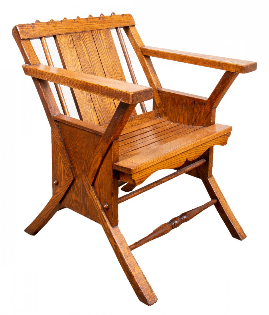 Aesthetic Movement Oak Lounge Deck Chair (1 of 7)