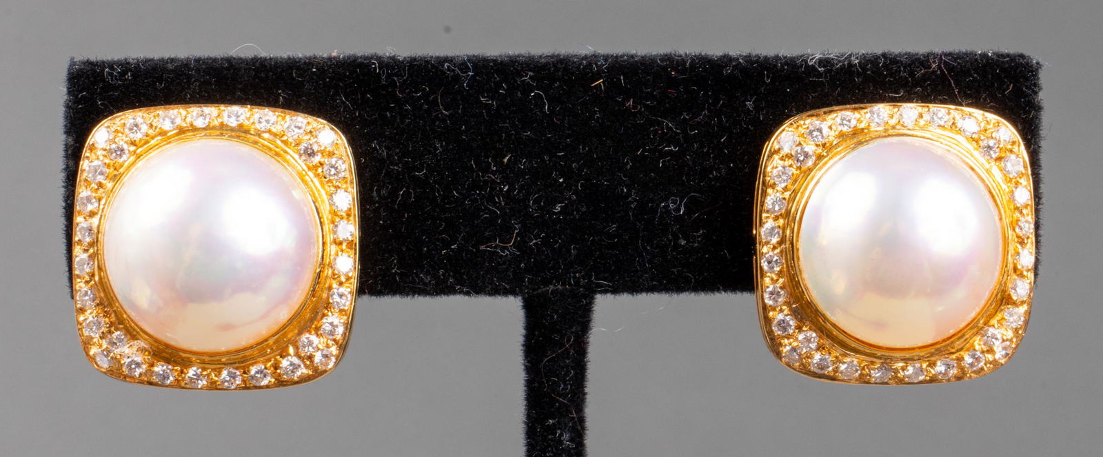 18K Yellow Gold Diamond & Mabe Pearl Clip Earrings (1 of 7)