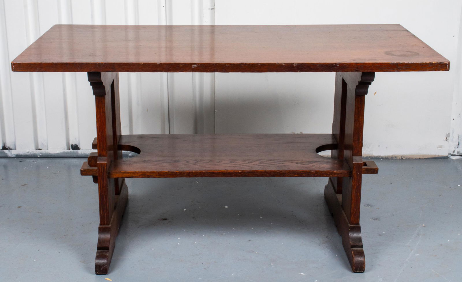 L & JG Stickley Oak Trestle Bungalow / Lunch Table (1 of 18)