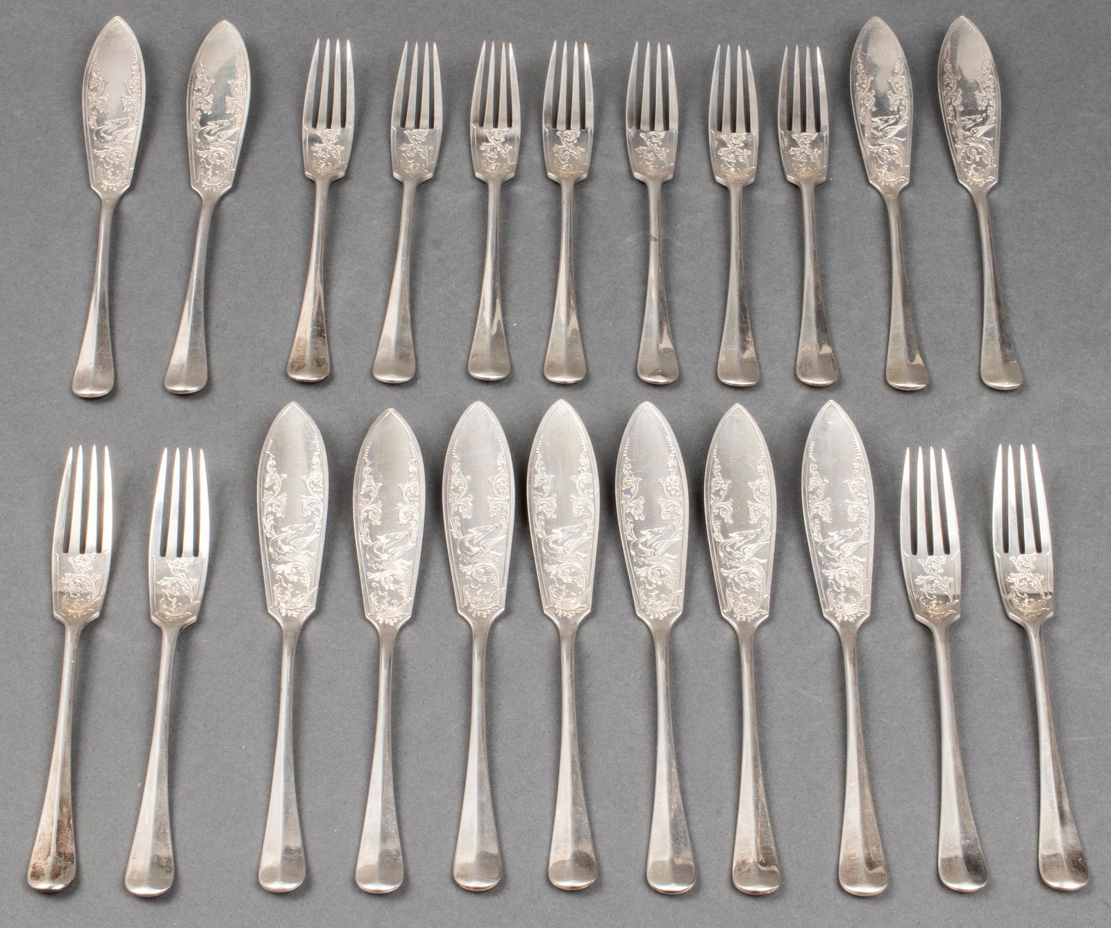 English Sterling Silver Fish Service, 22 Pcs. (1 of 13)