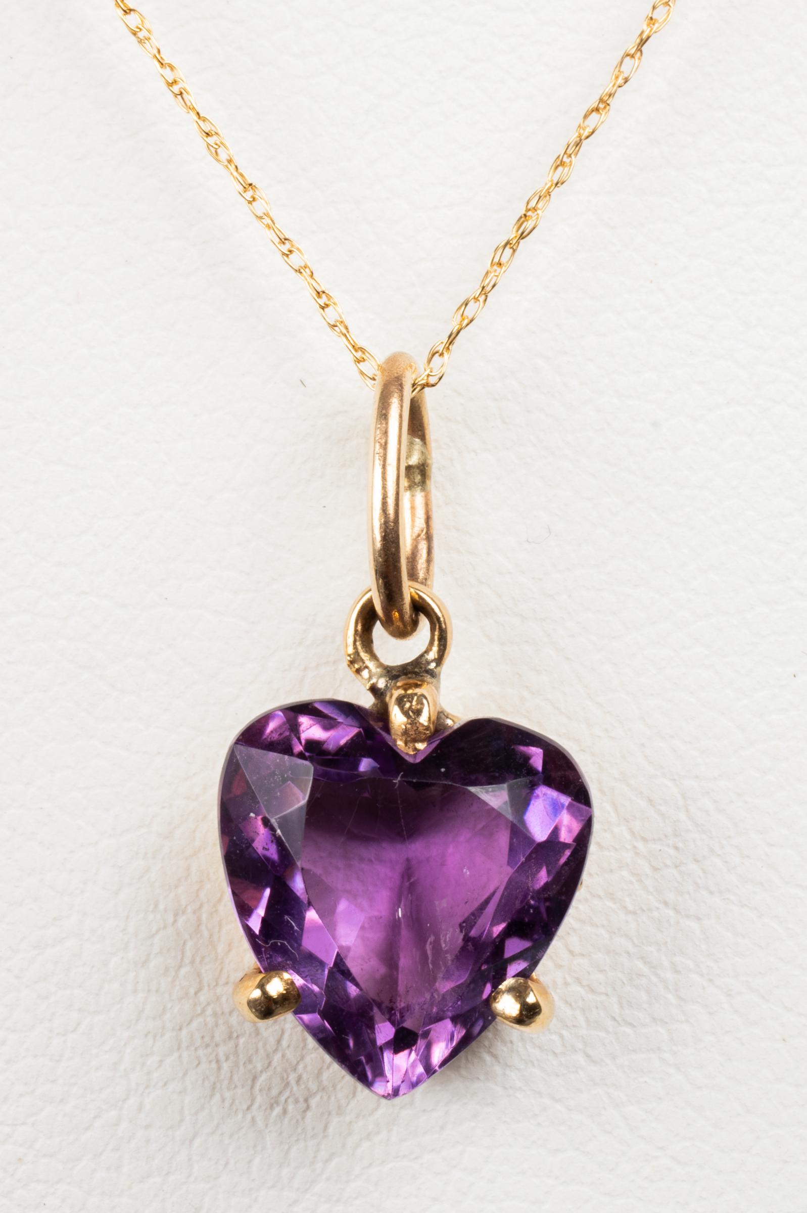 Vintage 14K Yellow Gold Amethyst Pendant Necklace (1 of 4)