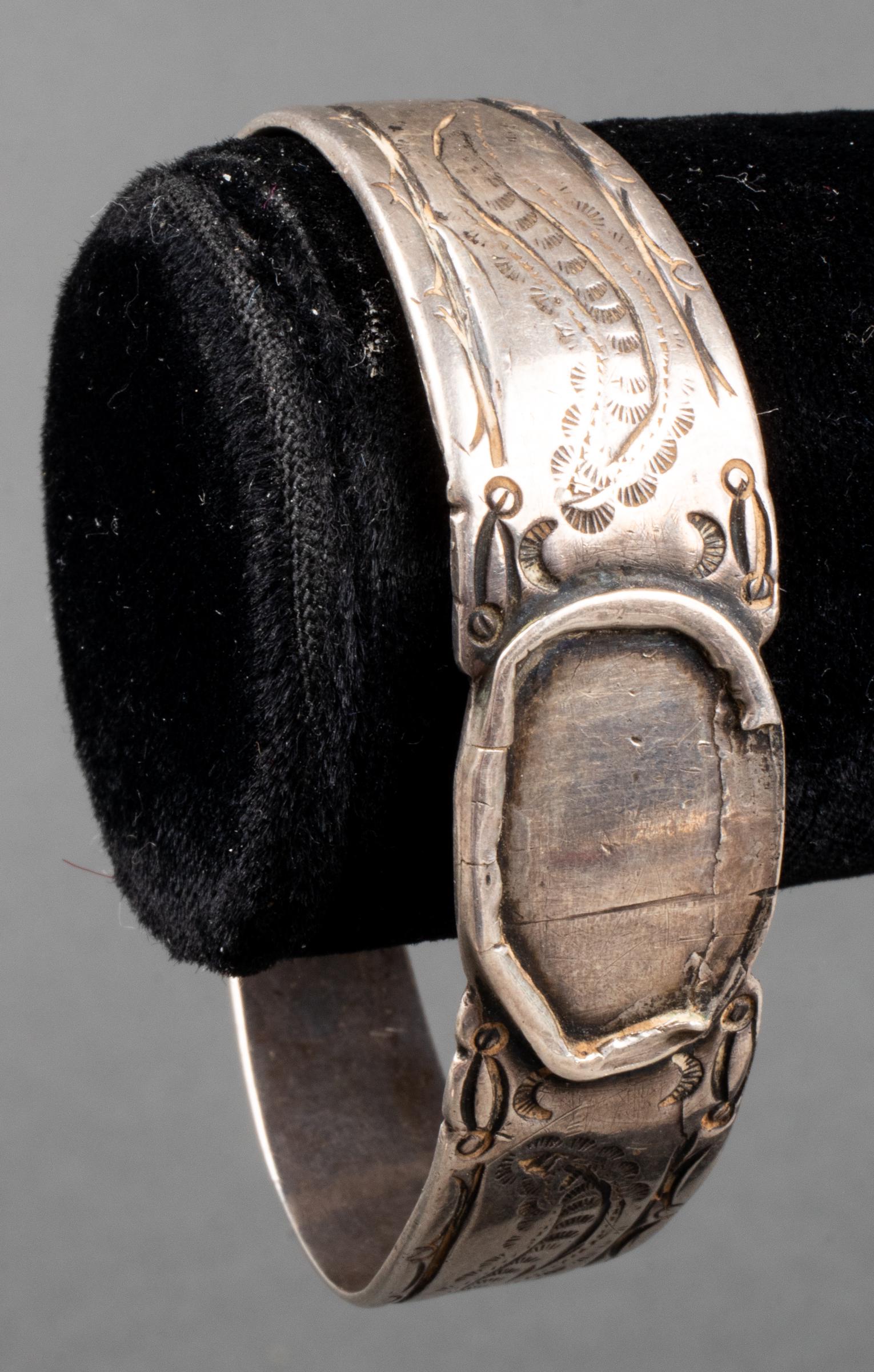 Native American Navajo Silver Cuff Bangle Bracelet (1 of 6)