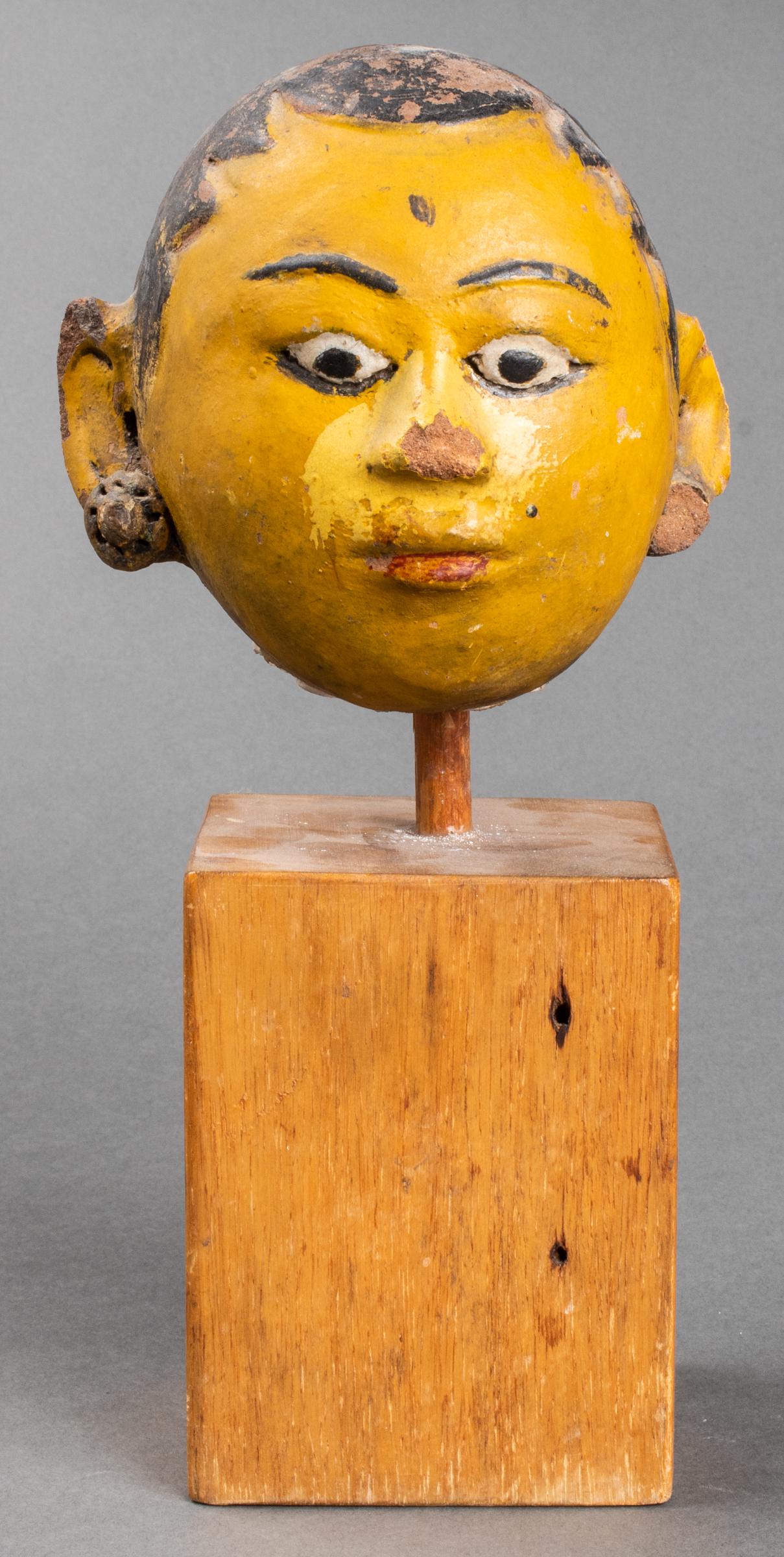 Polychrome Painted Earthenware Head of Woman (1 of 6)