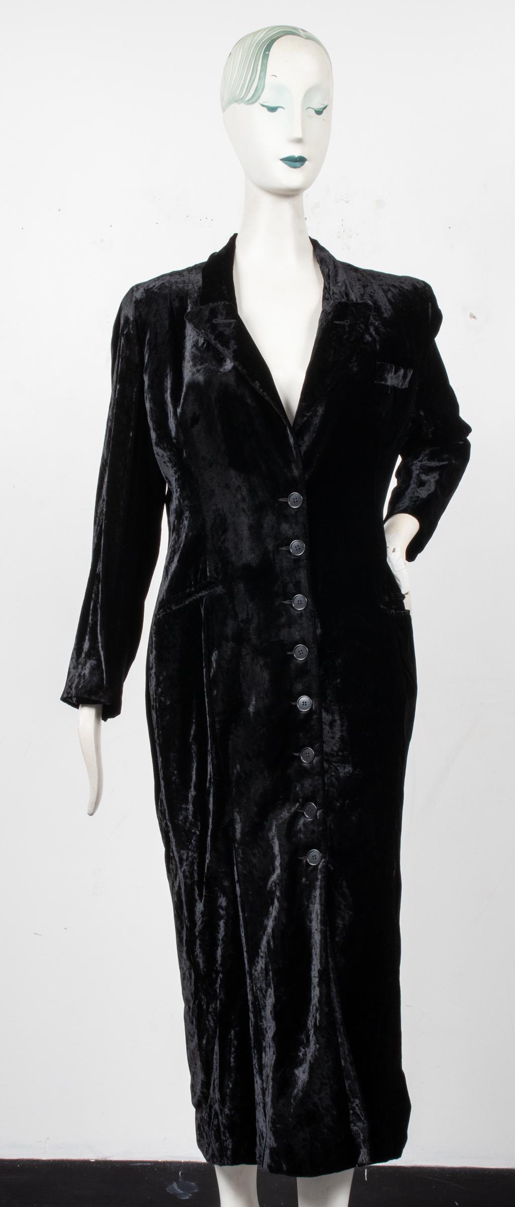Norma Kamali Black Velvet Coat (1 of 5)