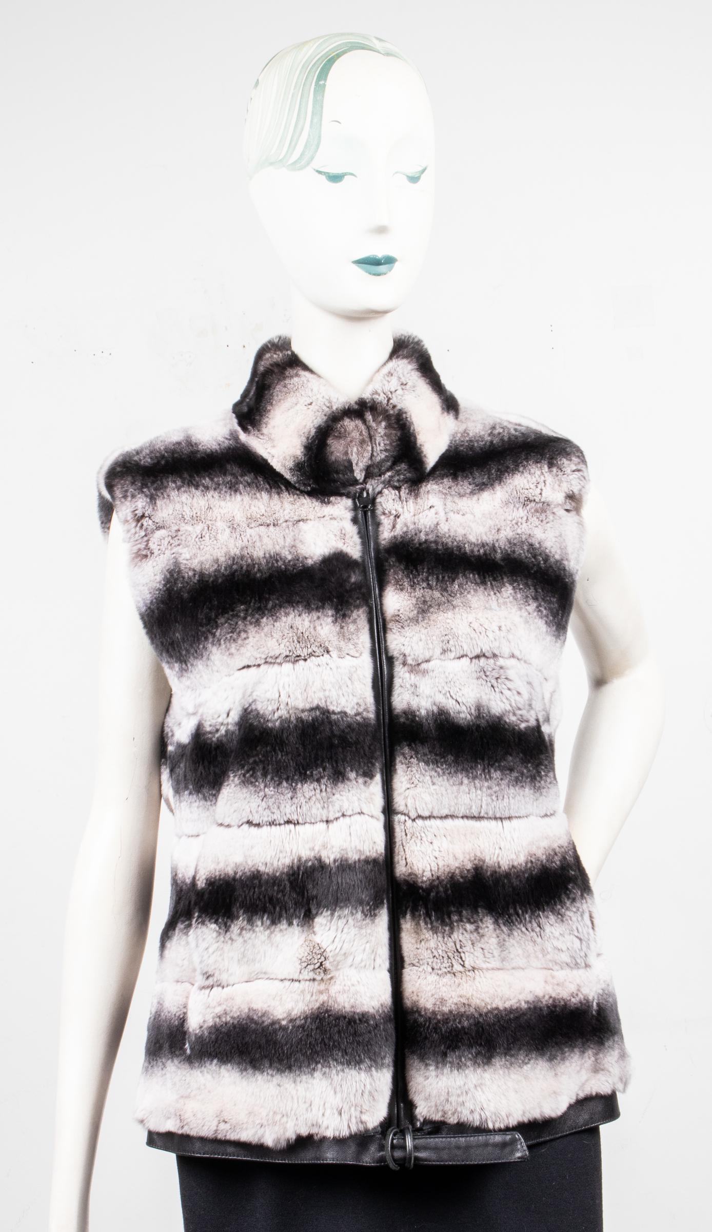 Rex Rabbit Fur Chinchilla-Pattern Vest (1 of 5)