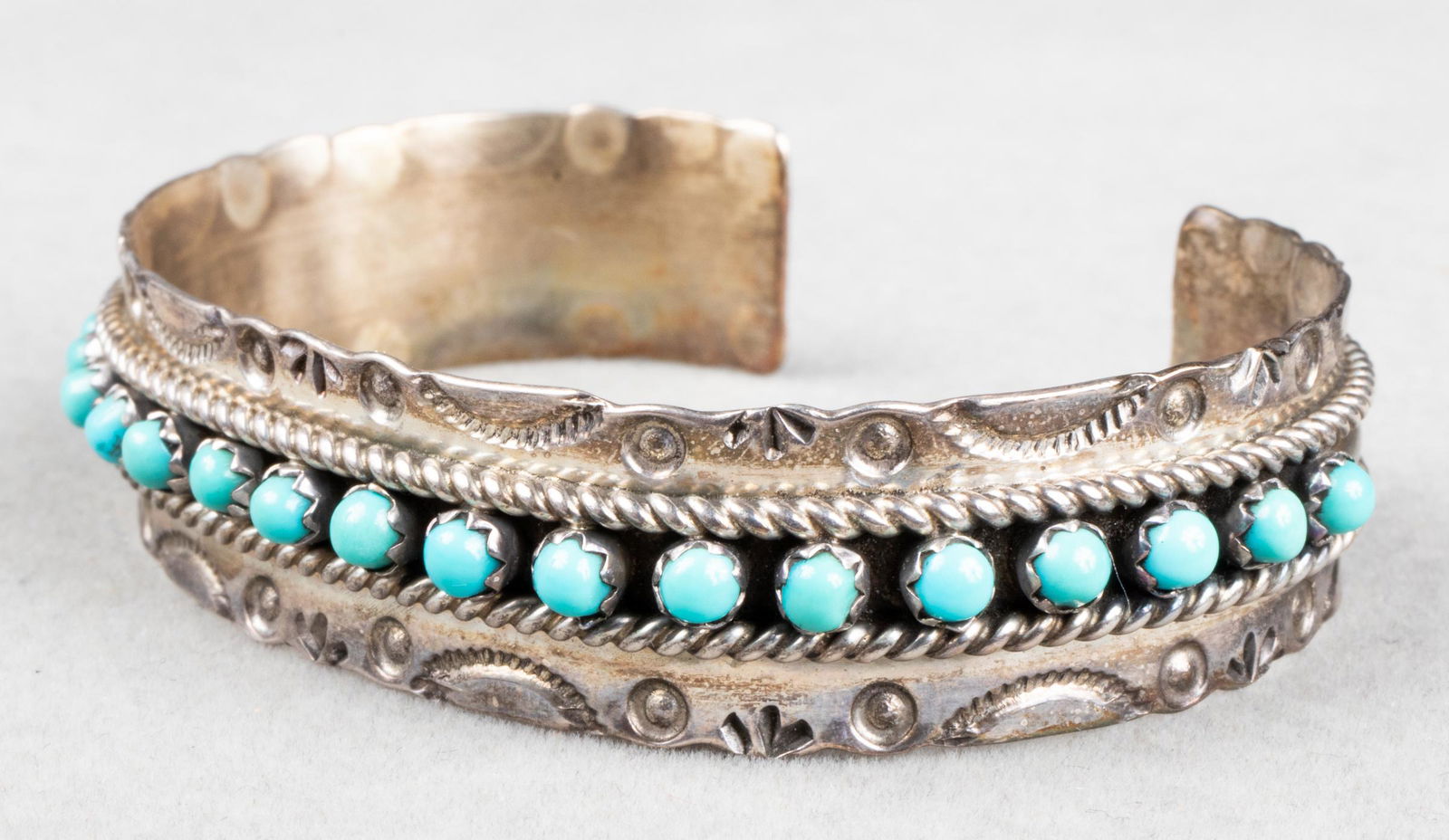 Native American Silver Turquoise Bangle Bracelet (1 of 5)