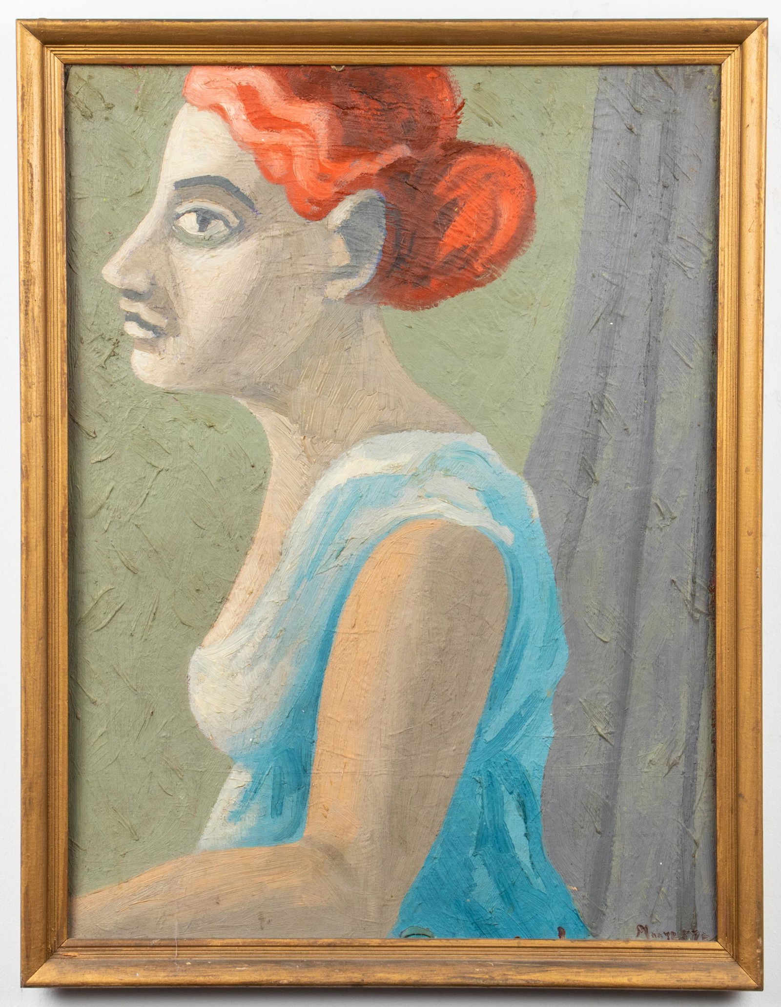 Signed Moore "Portrait of a Woman" Oil on Board (1 of 6)