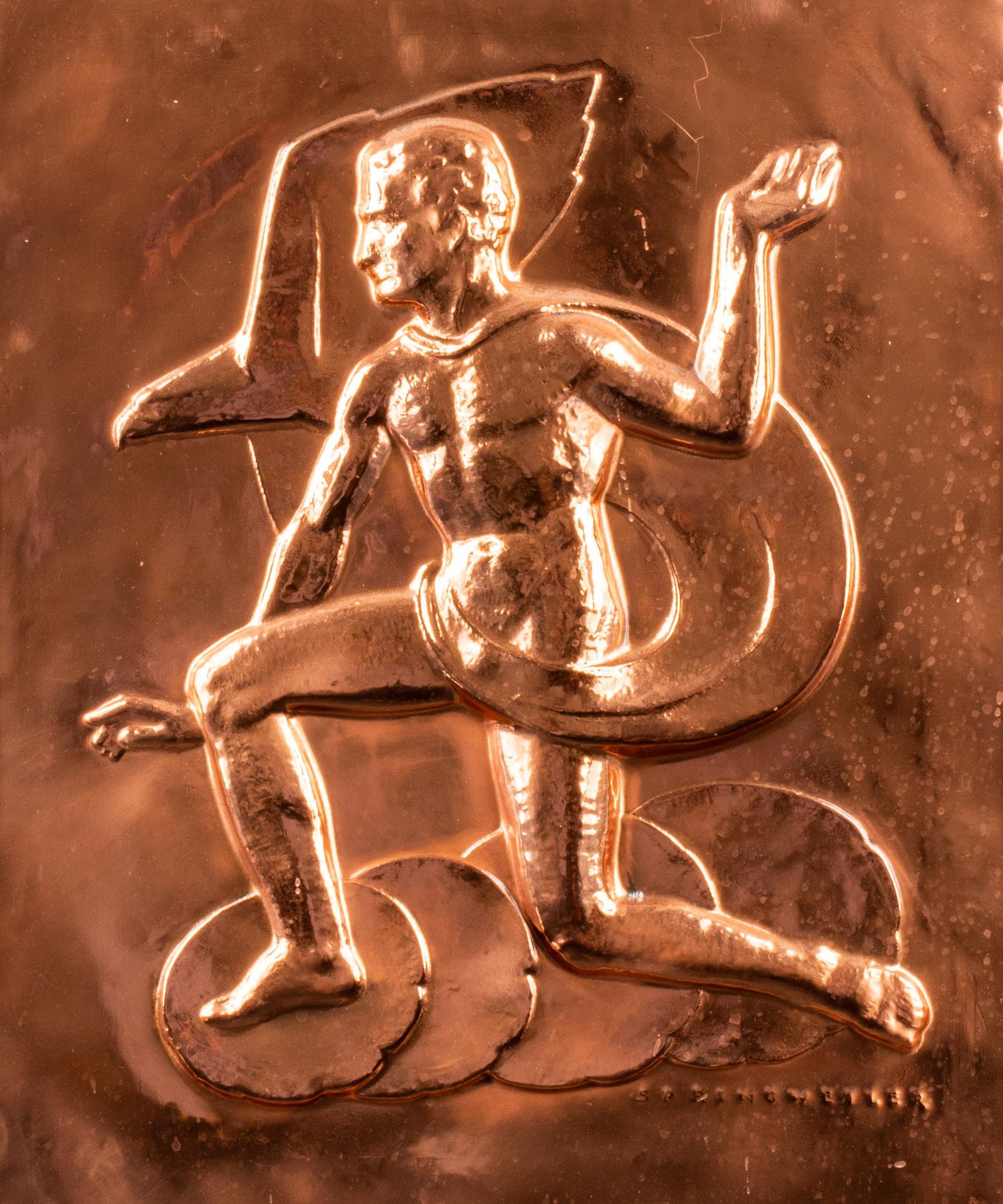 Erwin Springweiler Art Deco Copper Relief Plaque (1 of 4)