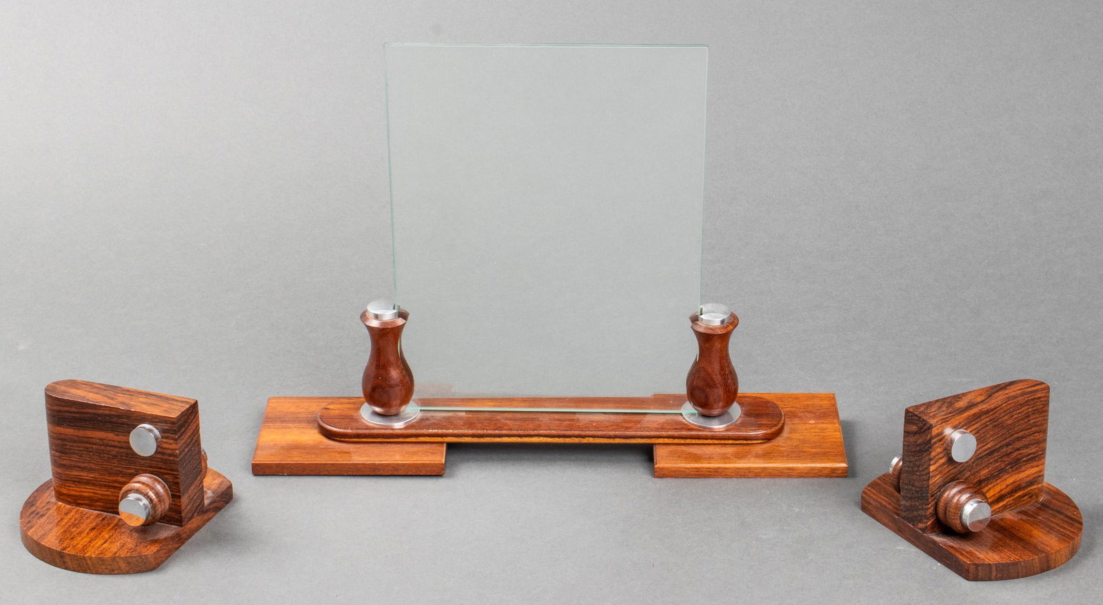 Art Deco Wood Bookends & Picture Frame, 3 Pcs. (1 of 5)