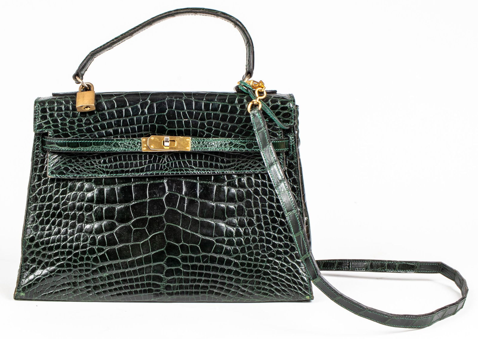Green Crocodile Skin 32cm Handbag (1 of 8)