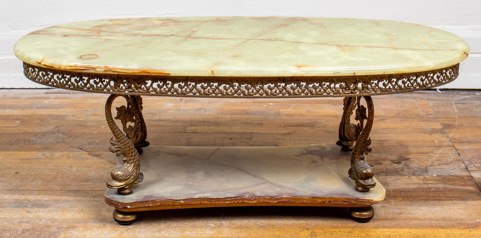 Hollywood Regency Style Gilt Metal And Onyx Table (1 of 9)