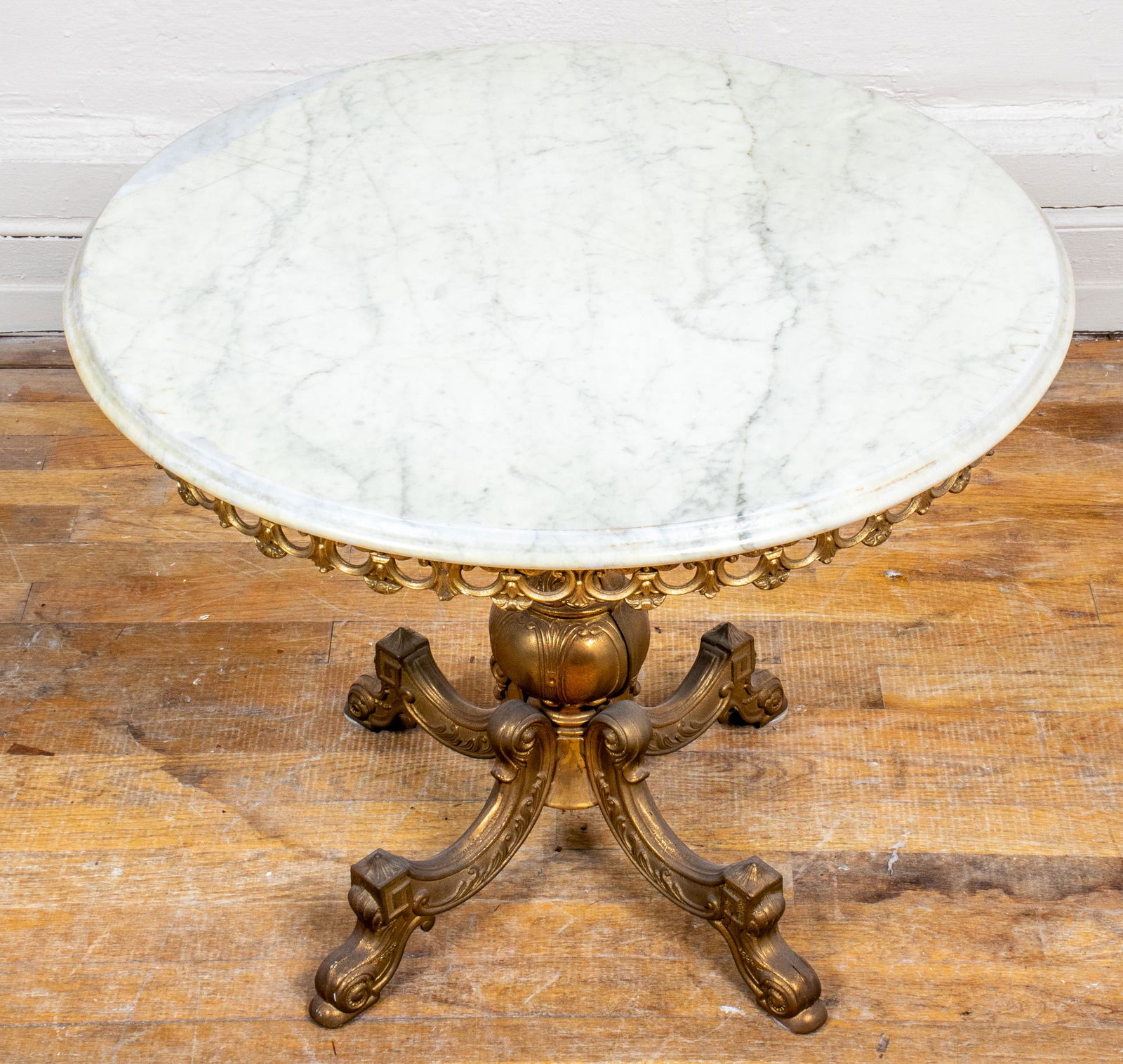 Rococo Revival Gilt Metal And Marble Table (1 of 6)