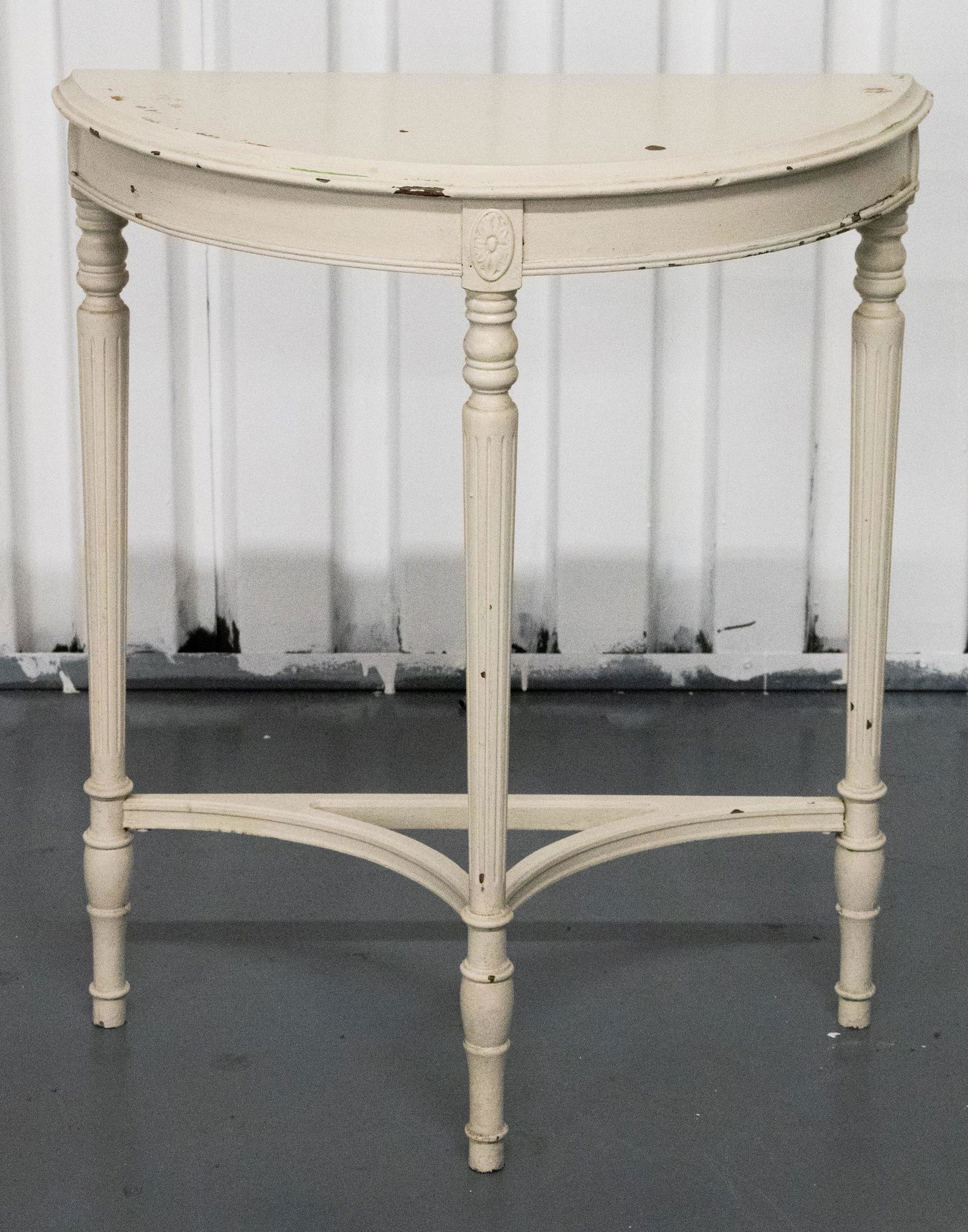 Louis XVI Style Shabby Chic Demilune Table (1 of 4)