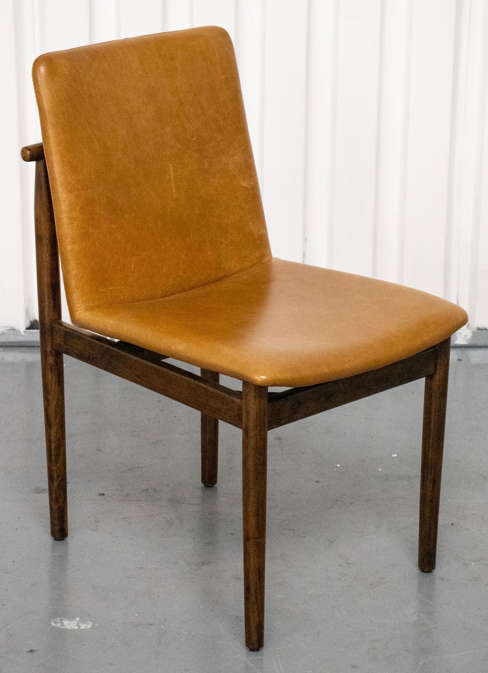 Danish Modern Style Walnut And Leather Side Chair (1 of 5)