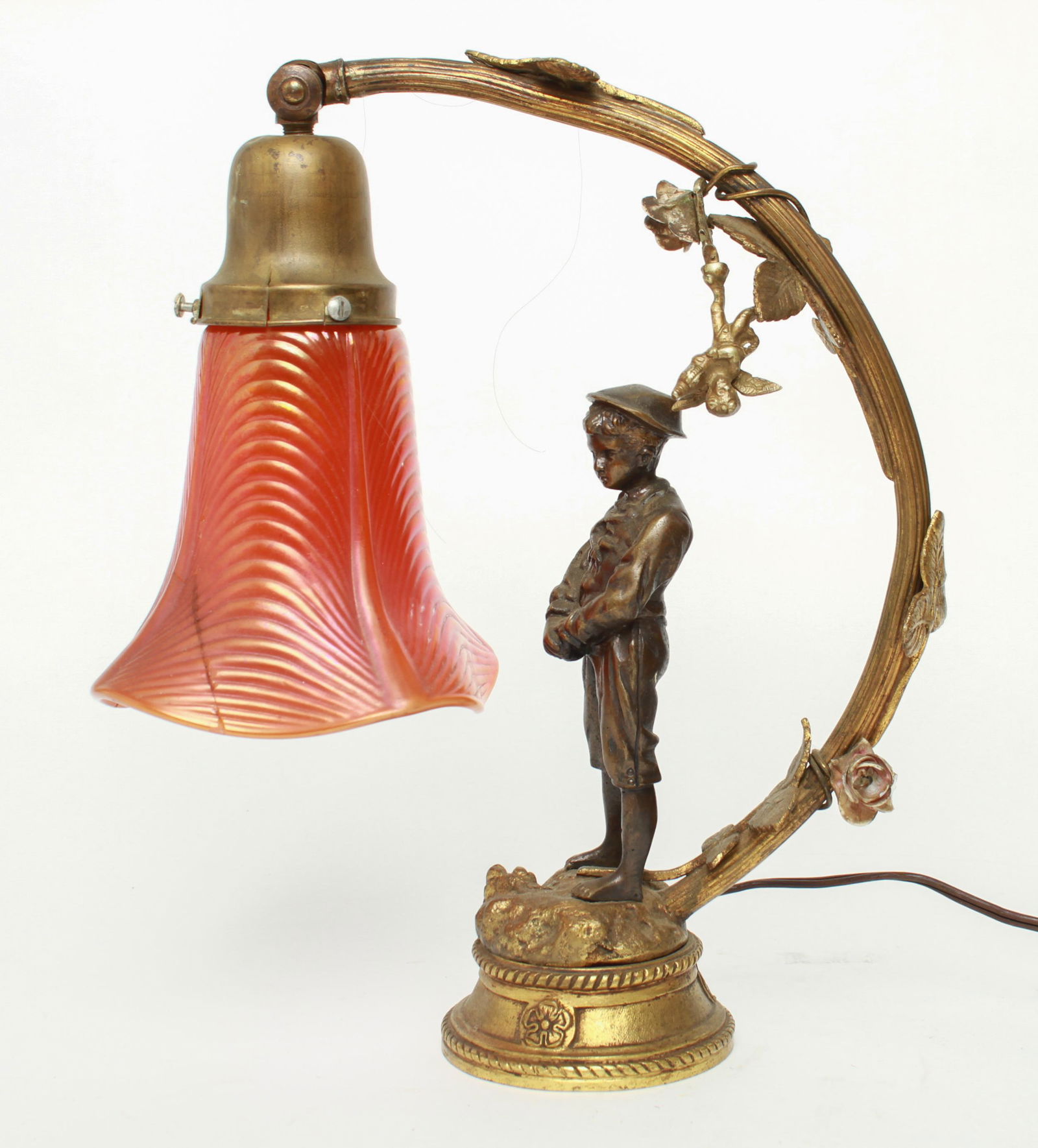 Bronzed White Metal Figural Boudoir Lamp, Vintage (1 of 16)