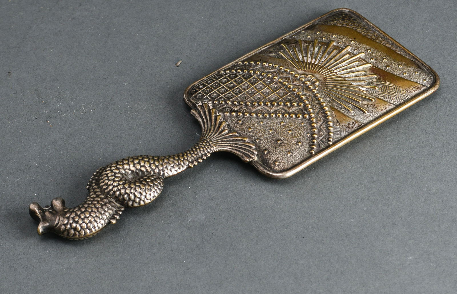 Antique Art Nouveau Mixed Metal Hand Mirror (1 of 6)