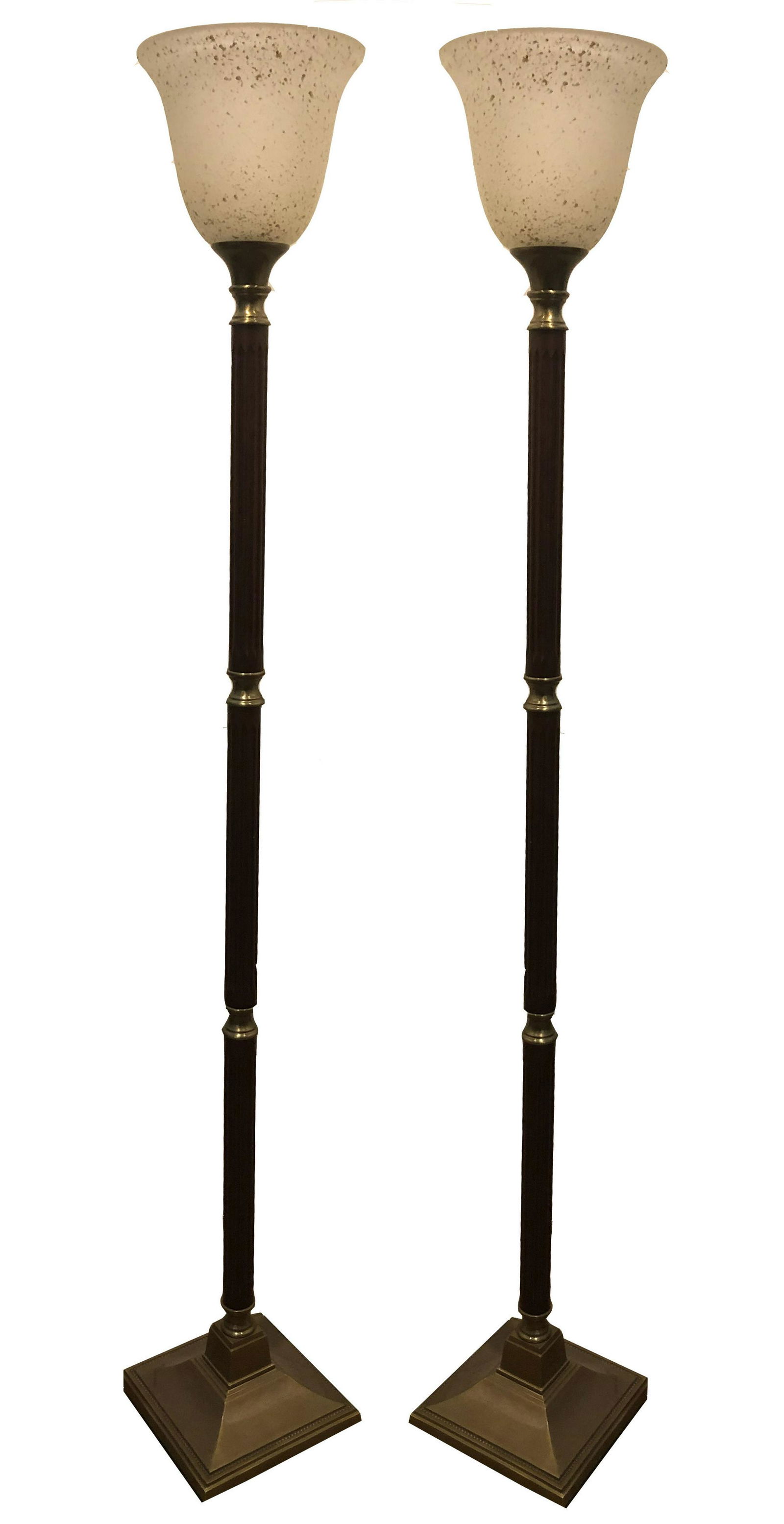 Art Deco Style Brass Mounted Wood Floor Lamps, 2 (1 of 2)