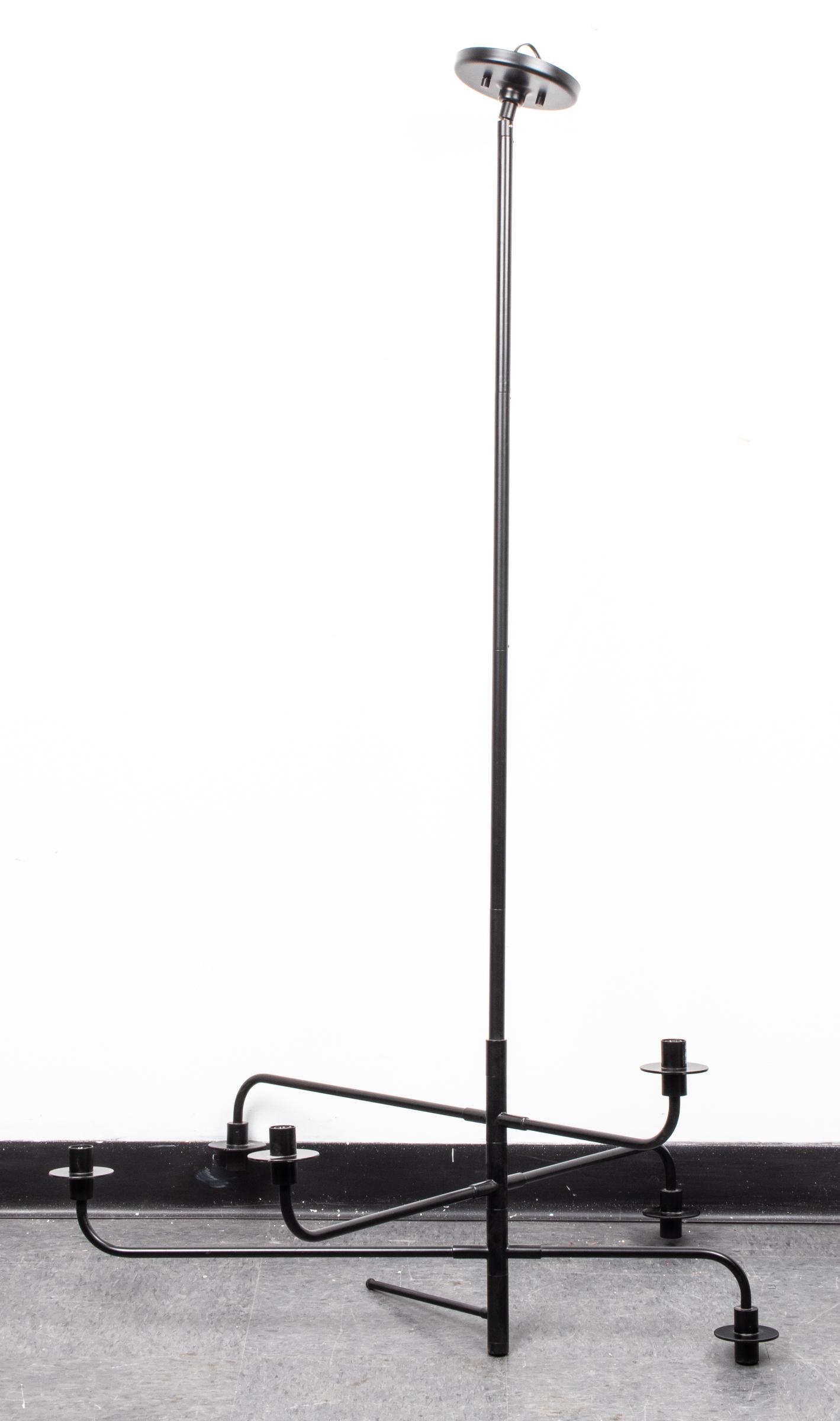 Modern Ebonized Metal 6-Light Chandelier, Large (1 of 5)