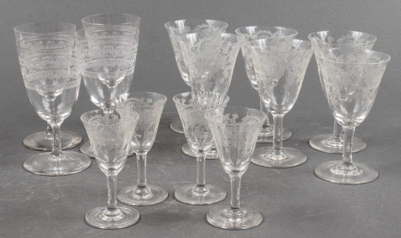 Etched Crystal Cordial Stemware, 14 Pcs (1 of 8)