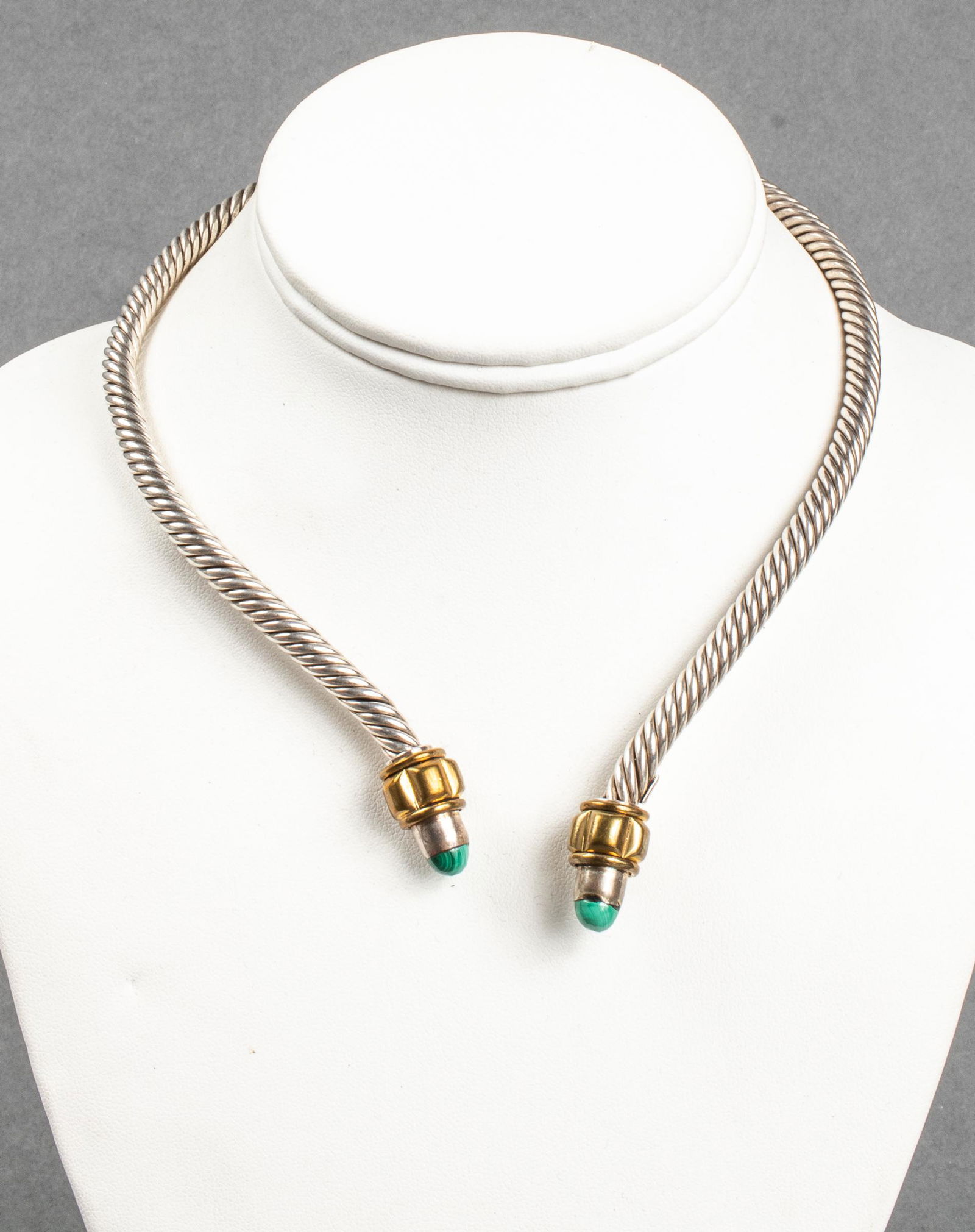 David Yurman Style Silver Malachite Stone Necklace (1 of 5)