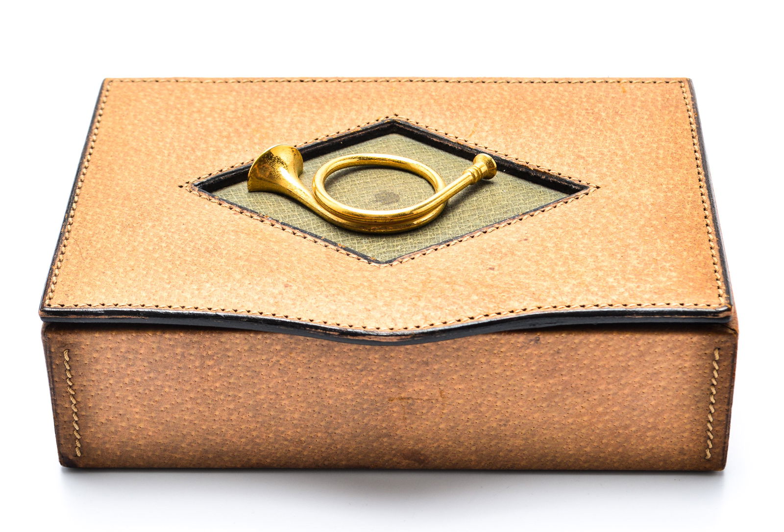 Gucci Leather Jewelry Box w Gold-Tone Horn (1 of 6)