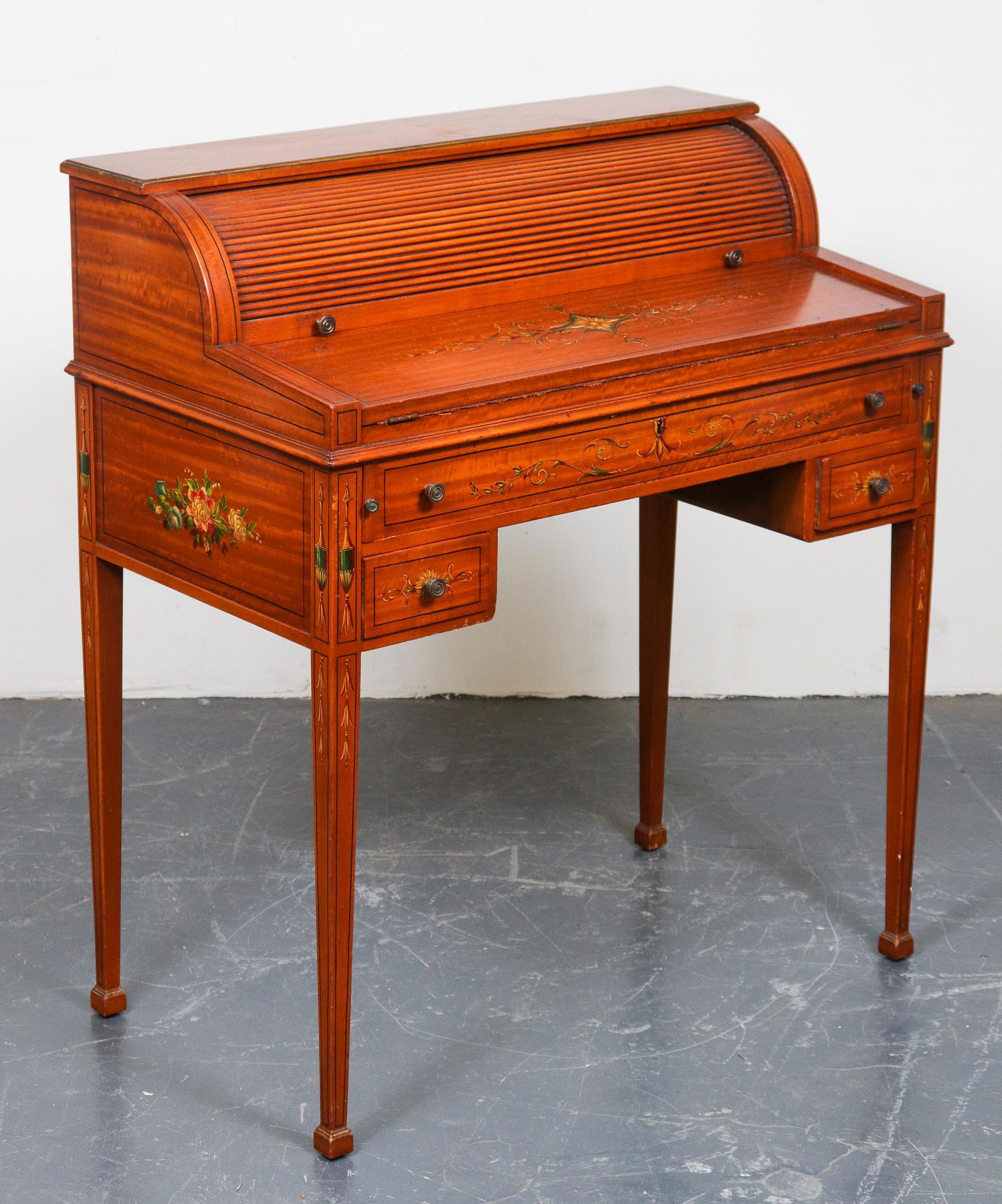 Hepplewhite Style Hand Painted Cylinder Desk (1 of 10)