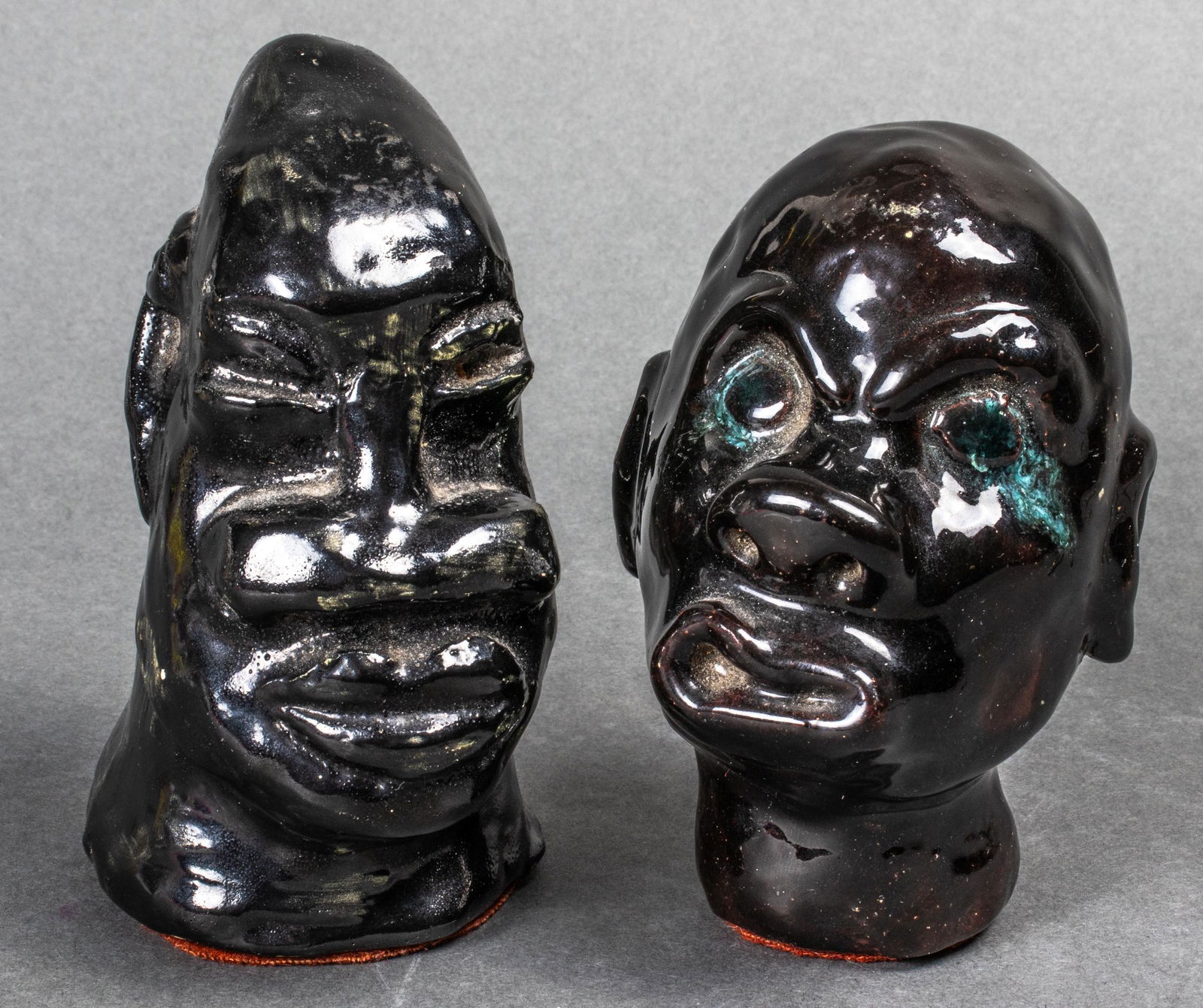 American Southern Folk Art Pottery Face Sculptures (1 of 4)