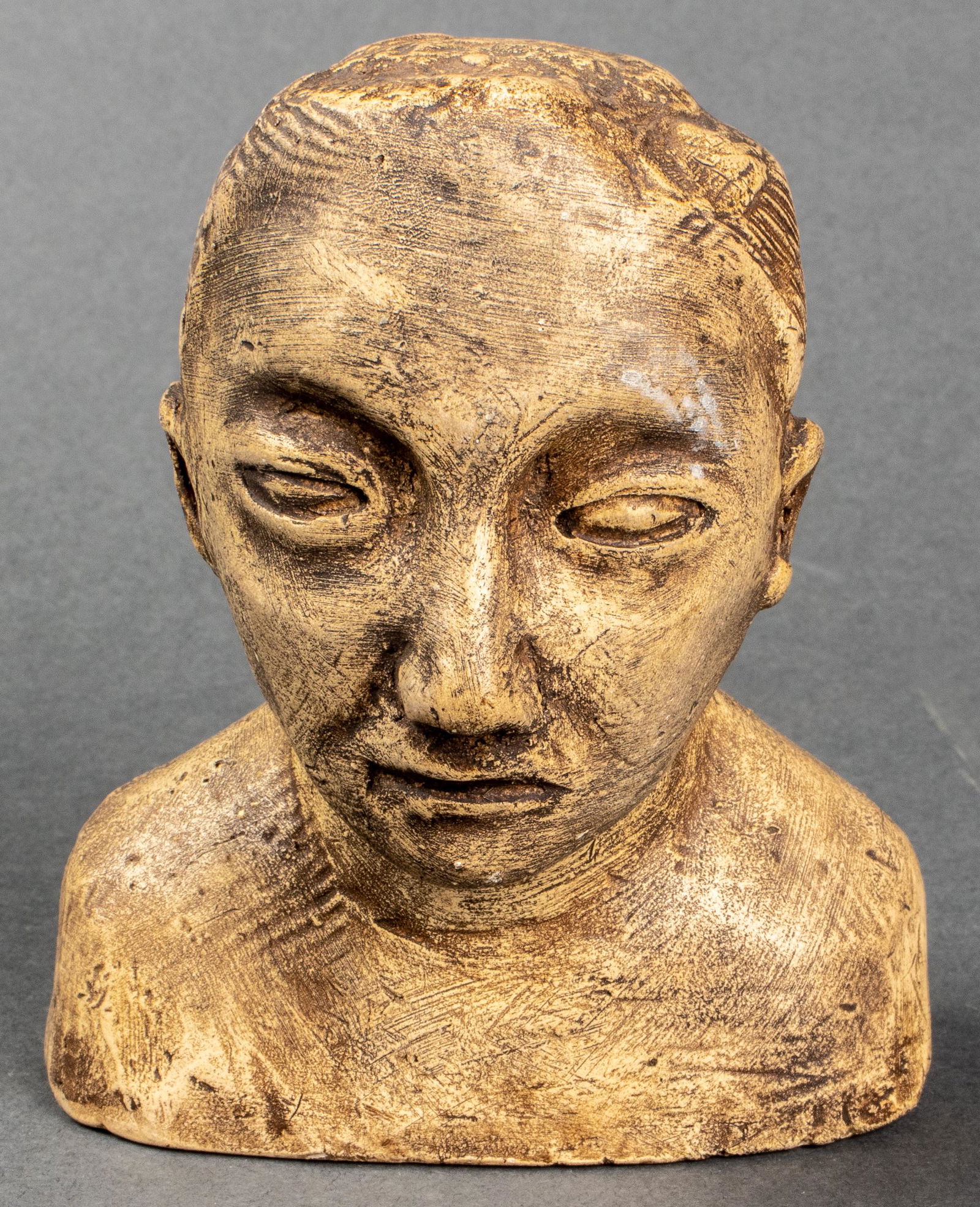 L. R. Signed Plaster Bust of Man (1 of 5)