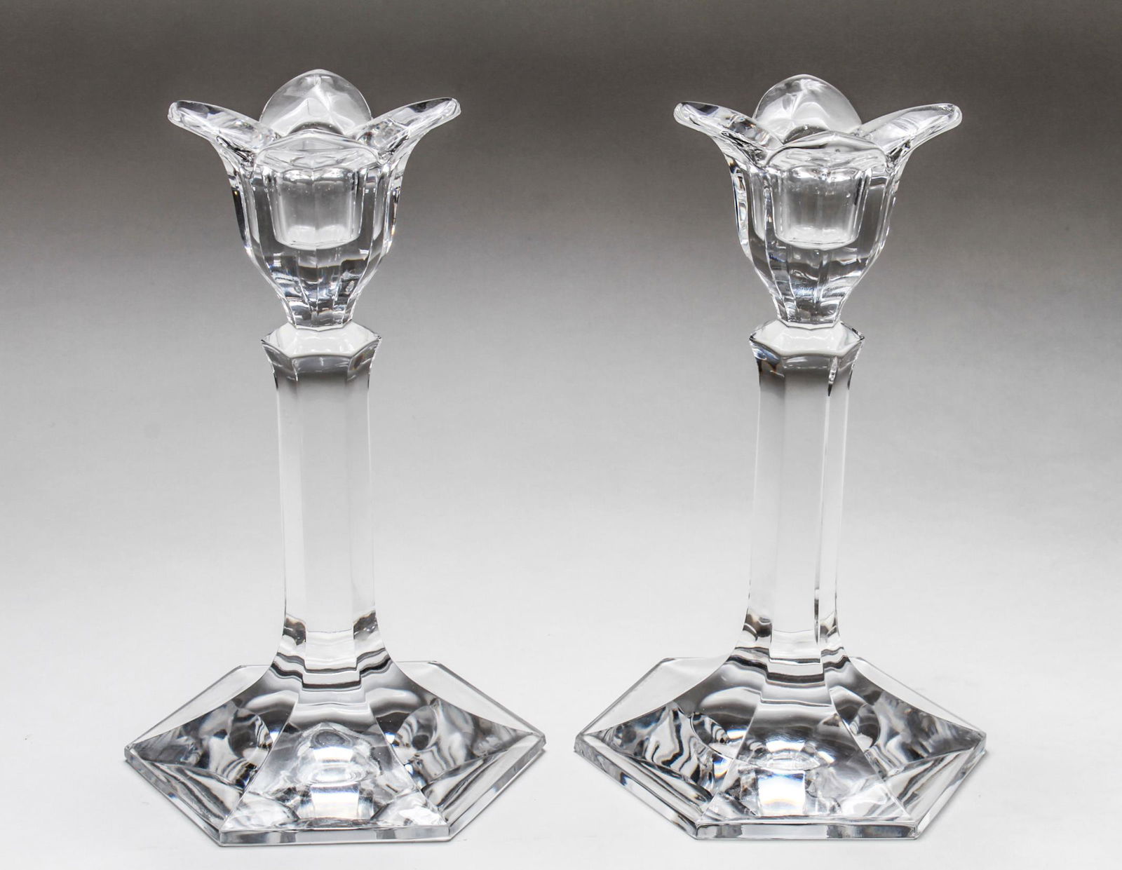 Orrefors Crystal "Open Tulip" Candlesticks, Pair (1 of 7)