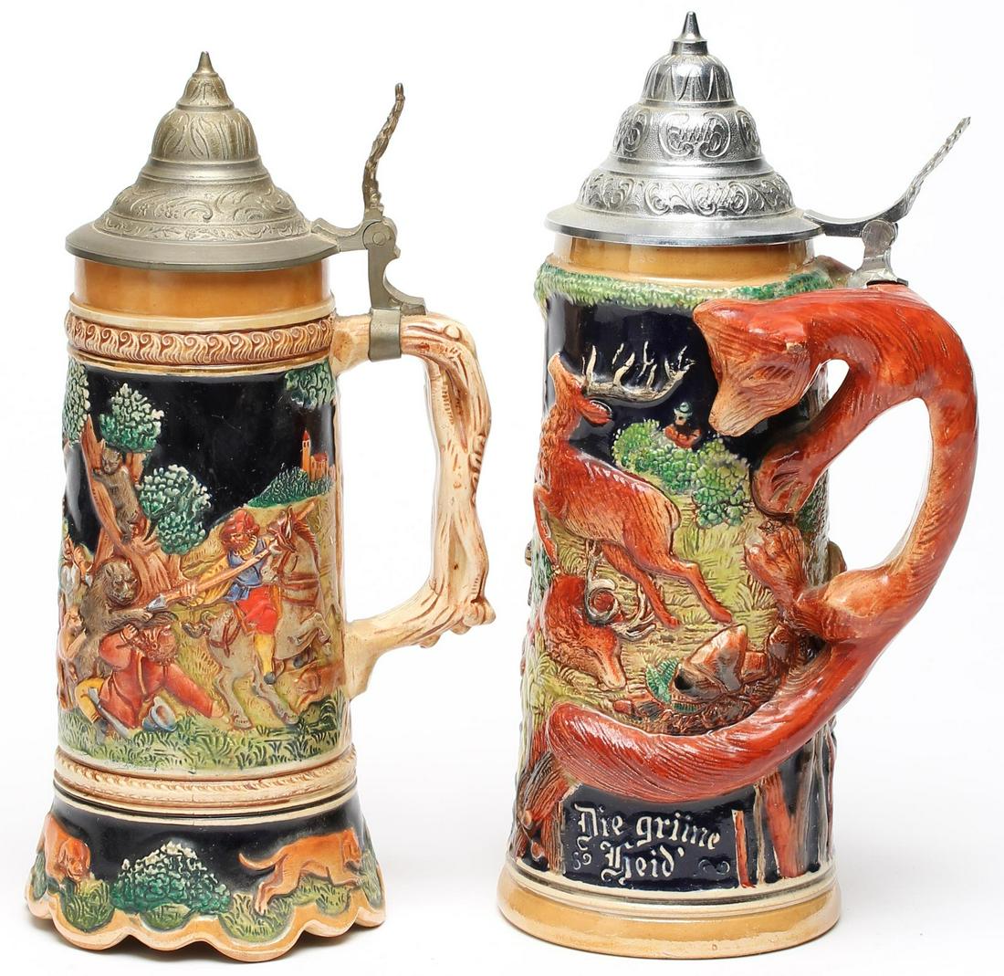 2 German Decorative Beer Steins, 1 a Music Box (1 of 7)