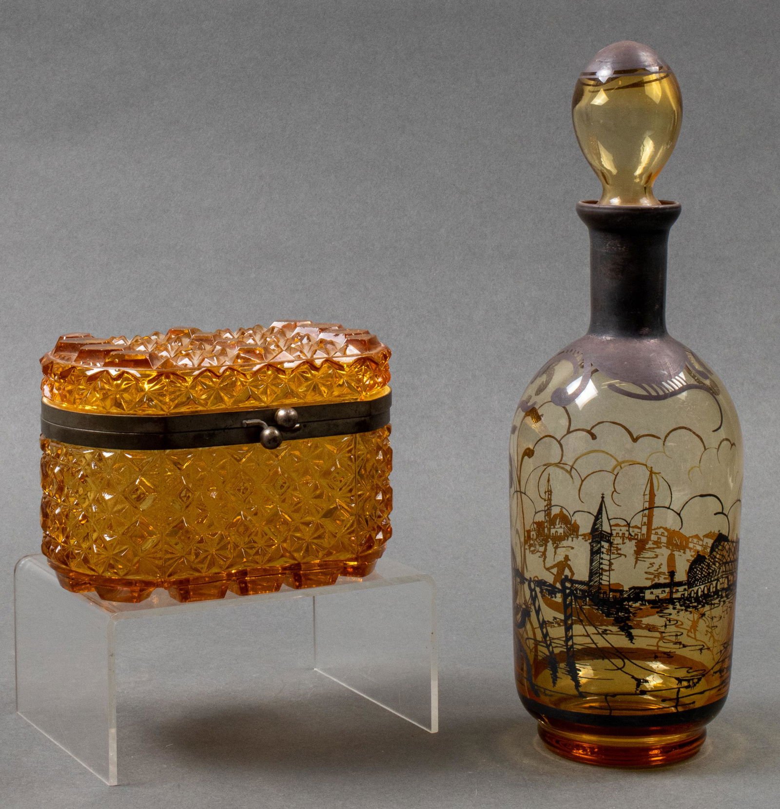 Silver Overlay Decanter & Metal Clad Glass Box, 2 (1 of 11)