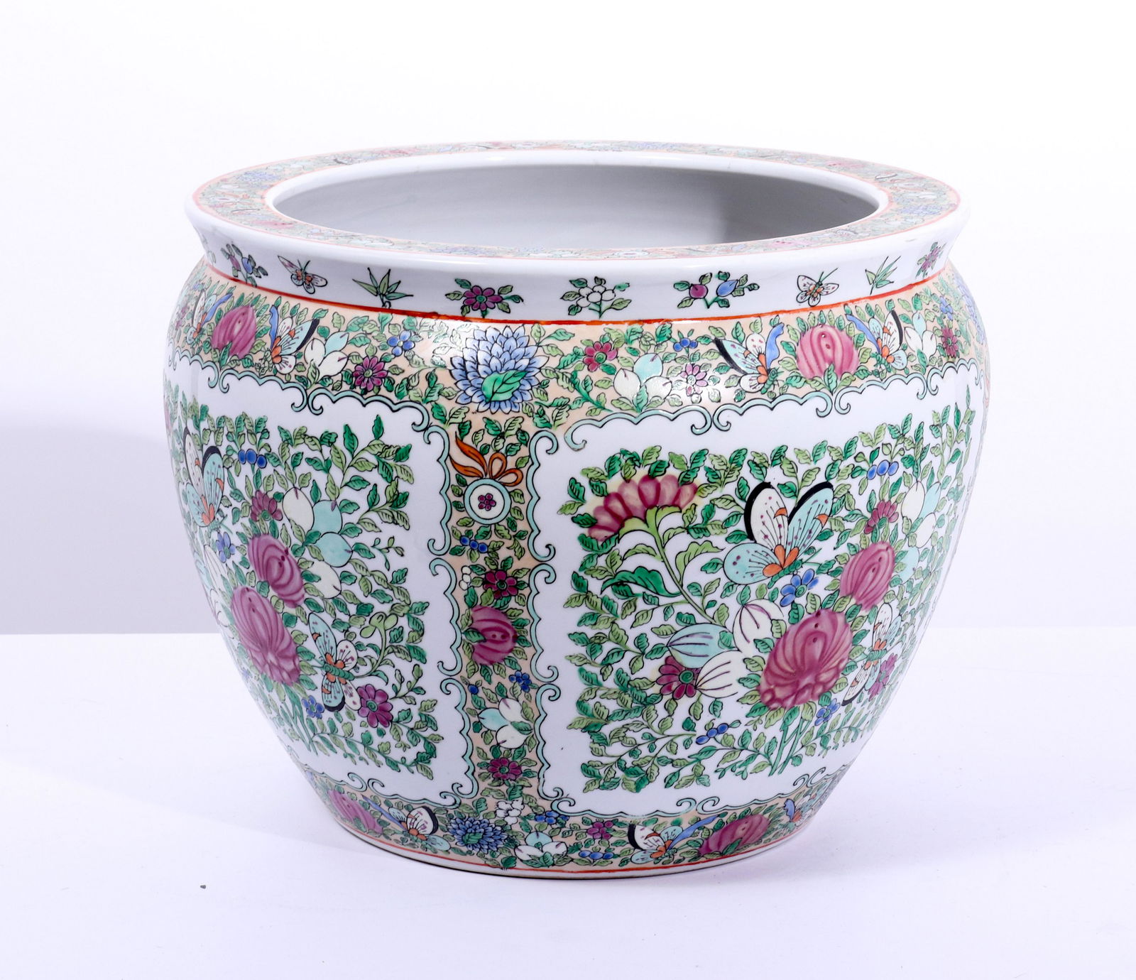 Chinese Polychrome Decorated Fishbowl/Jardiniere (1 of 3)