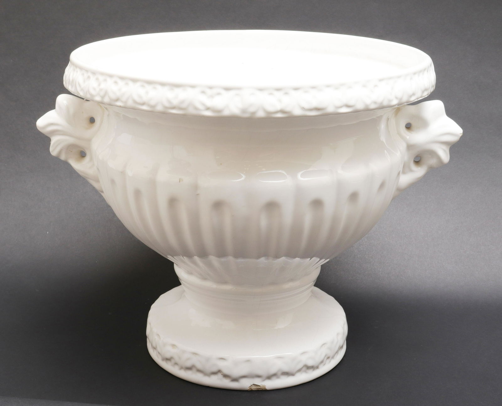 White Glazed Ceramic Urn Form Jardiniere (1 of 8)