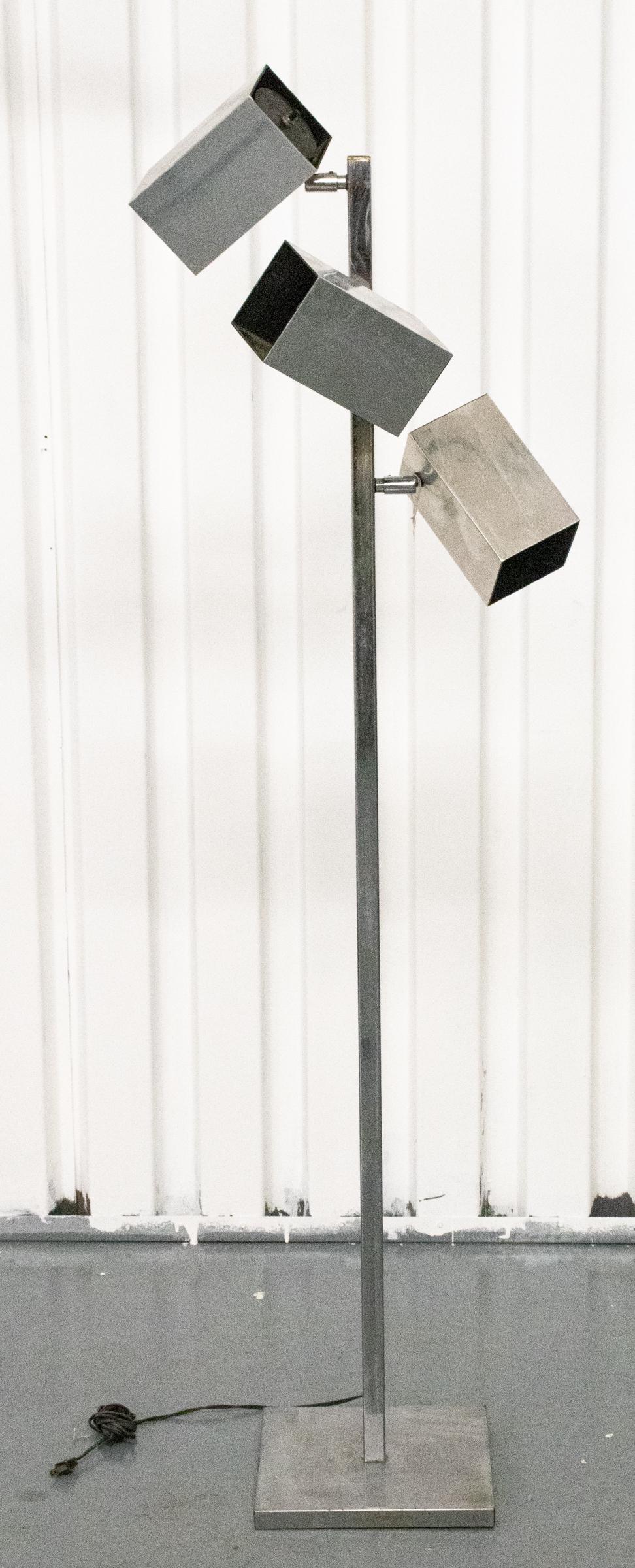 Koch And Lowy Modern Chrome Three Light Floor Lamp (1 of 6)