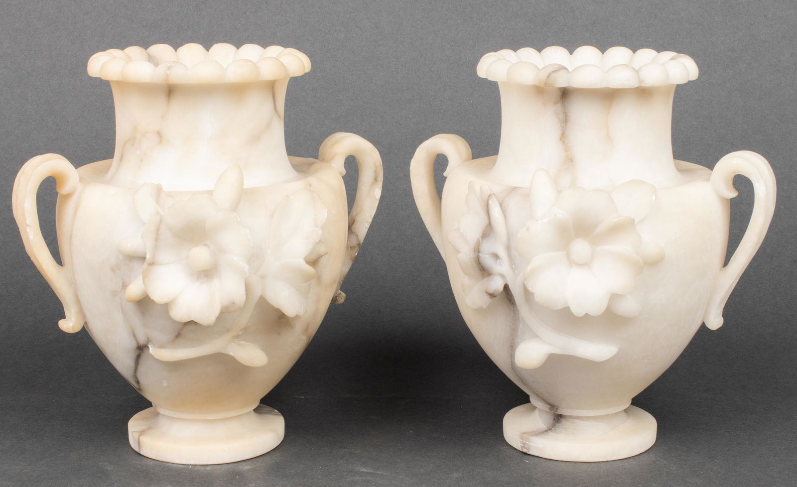 Neoclassical Manner Carved Alabaster Urns, 2 (1 of 6)
