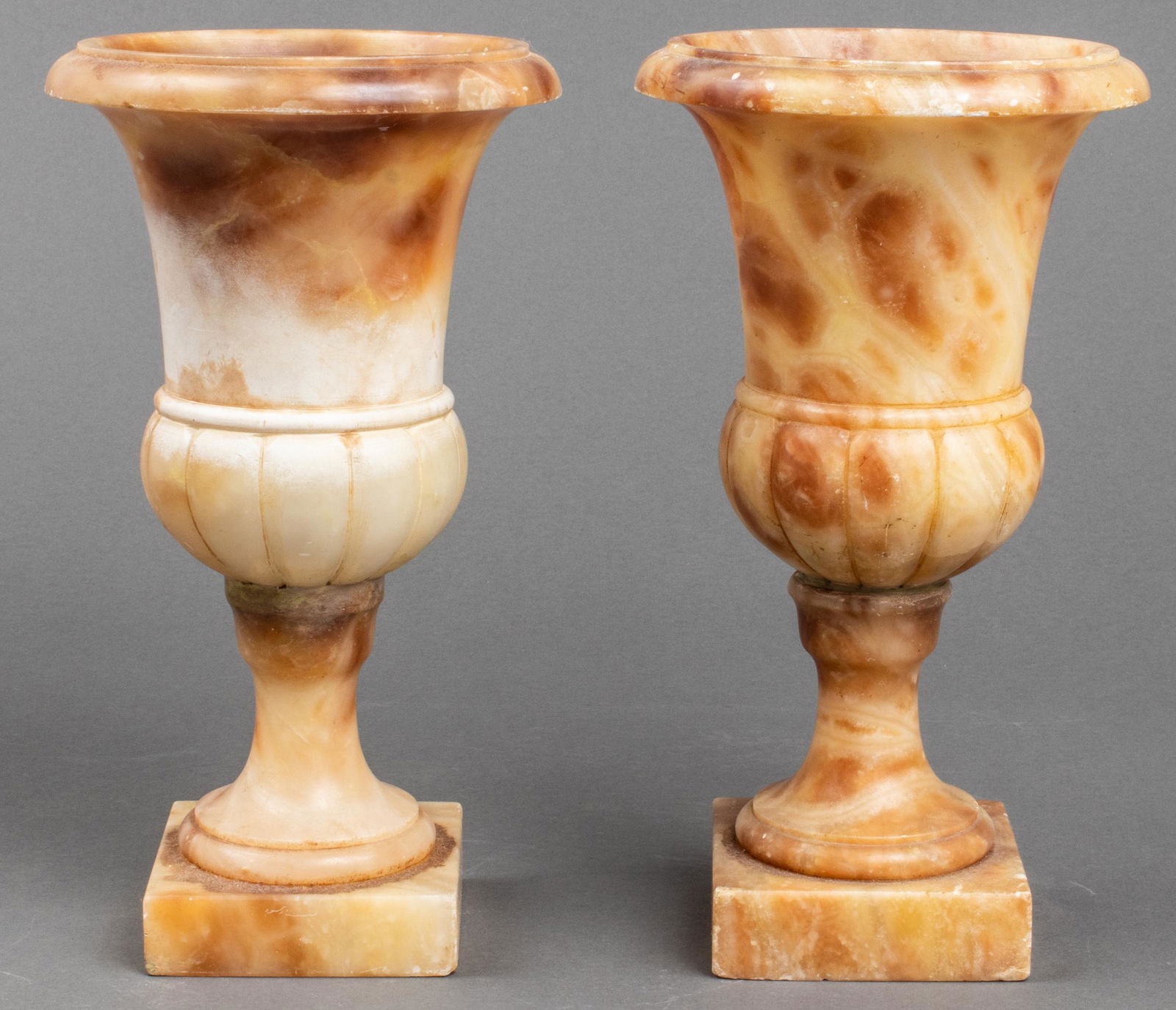 Alabaster or Stone Neoclassical Urns, Pair (1 of 4)