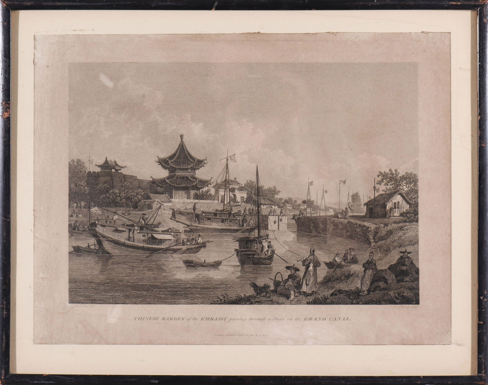 Antique Engraving "Chinese Barges of the Embassy" (1 of 8)