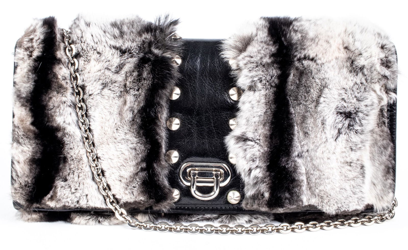 Be & D Rabbit Fur & Leather Clutch / Handbag (1 of 6)
