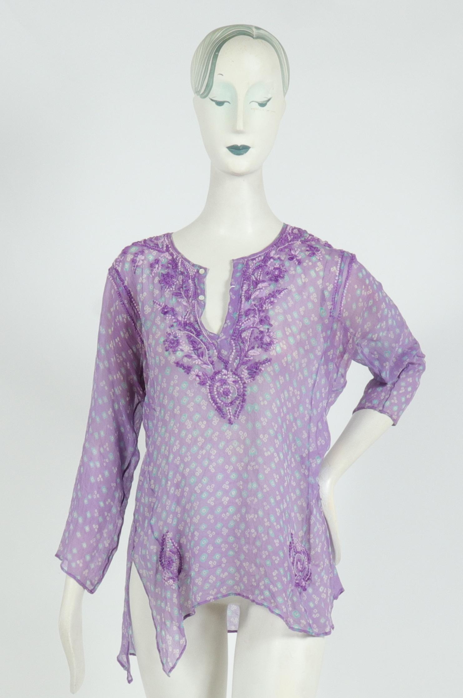 Calypso Embroidered Silk Blouse / Tunic (1 of 6)