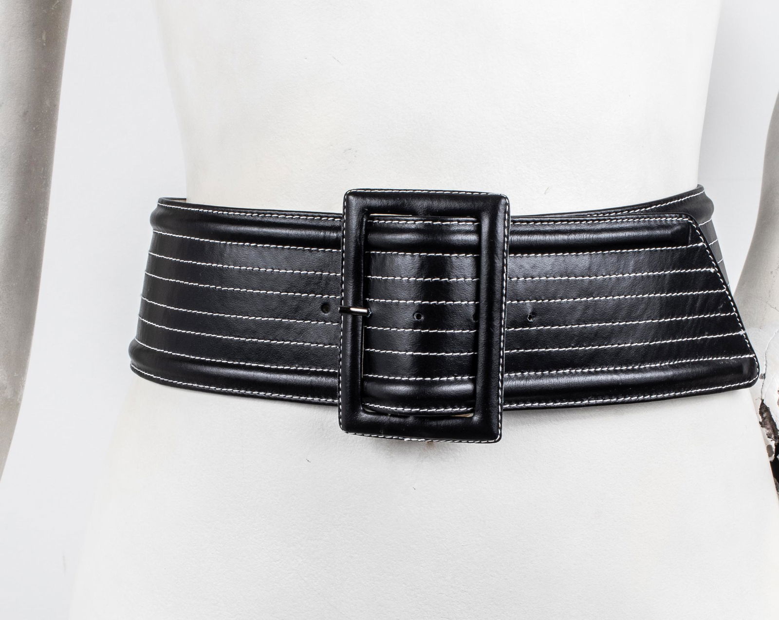 Yves Saint Laurent Contrast Stitch Leather Belt (1 of 6)