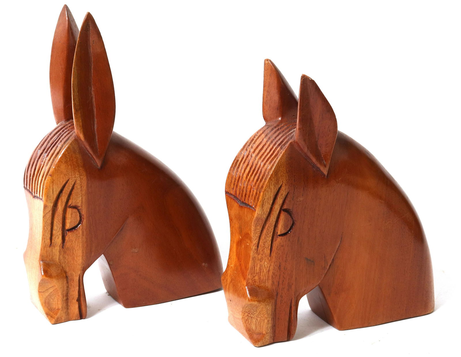 Mid-Century Wood Donkey Head Figural Bookends, 2 (1 of 5)
